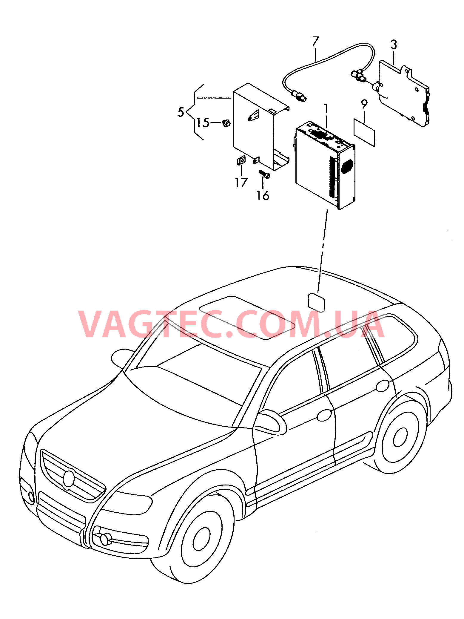 Электродетали для аналогового/ цифрового ТВ-тюнера  для VOLKSWAGEN Touareg 2010