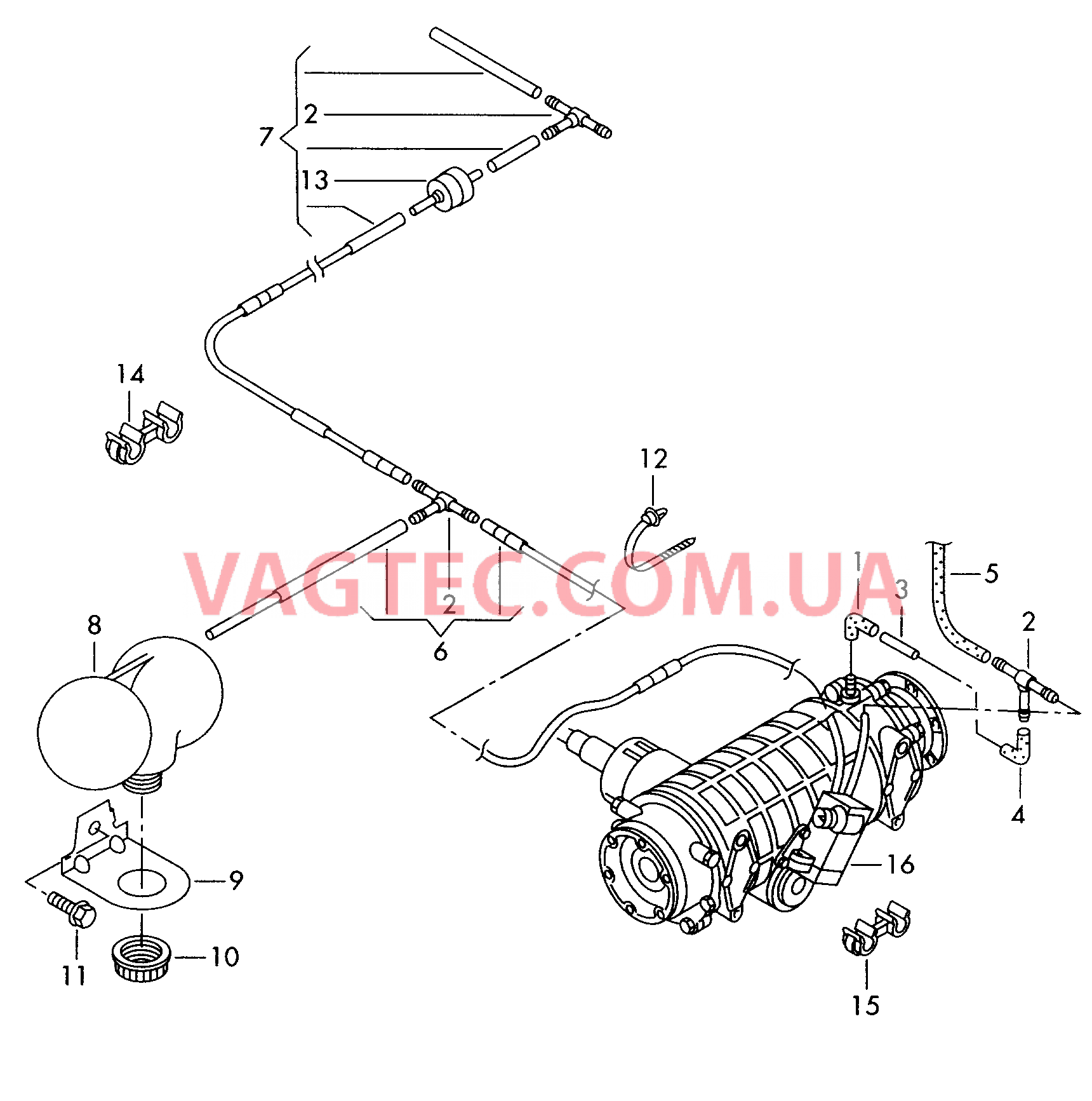 Вакуумные шланги  F 7M-W-004 353>> для VOLKSWAGEN Sharan 2000