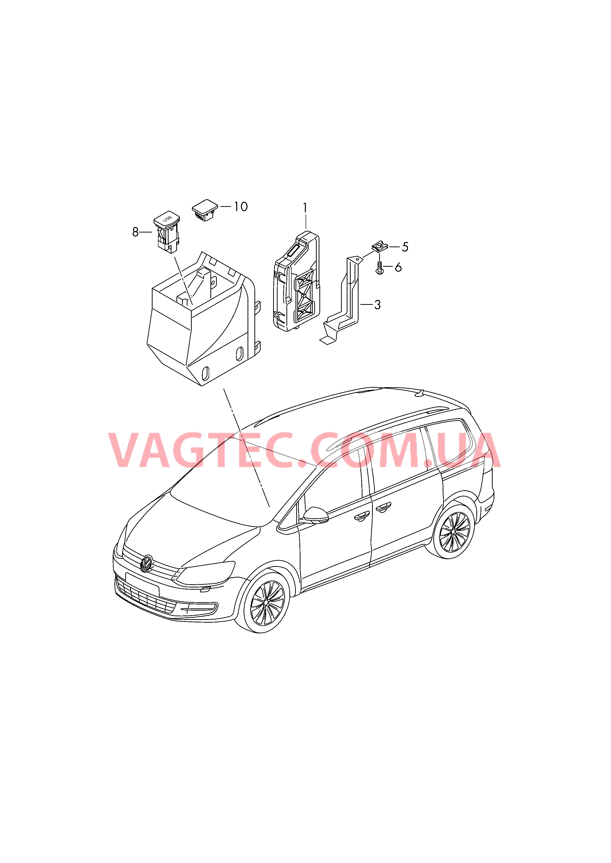 Мультимедийный модуль 'MDI' с встроенным БУ  Pазъём AUX-IN  для SEAT Alhambra 2019