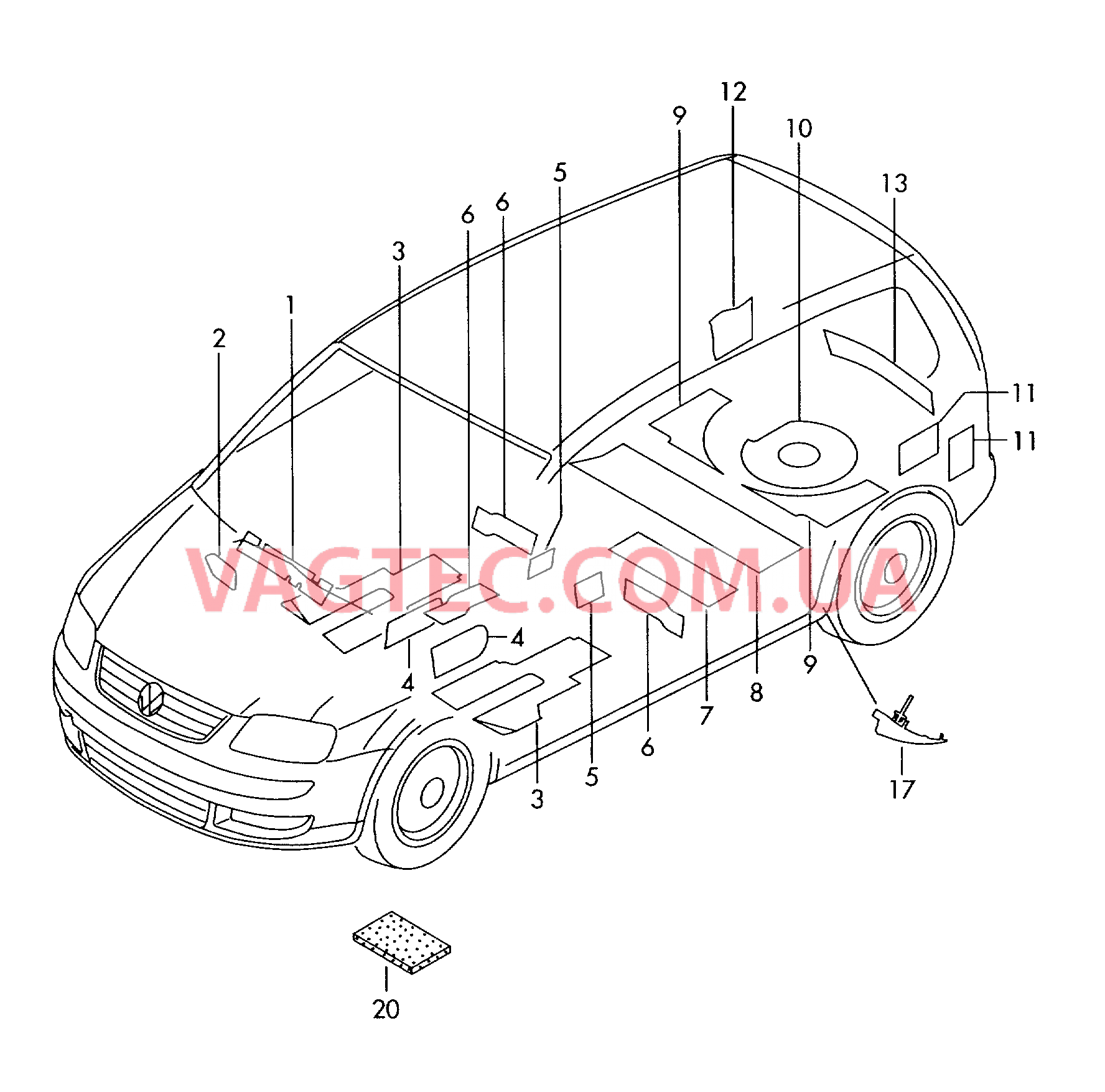Изоляции  для VOLKSWAGEN Touran 2010