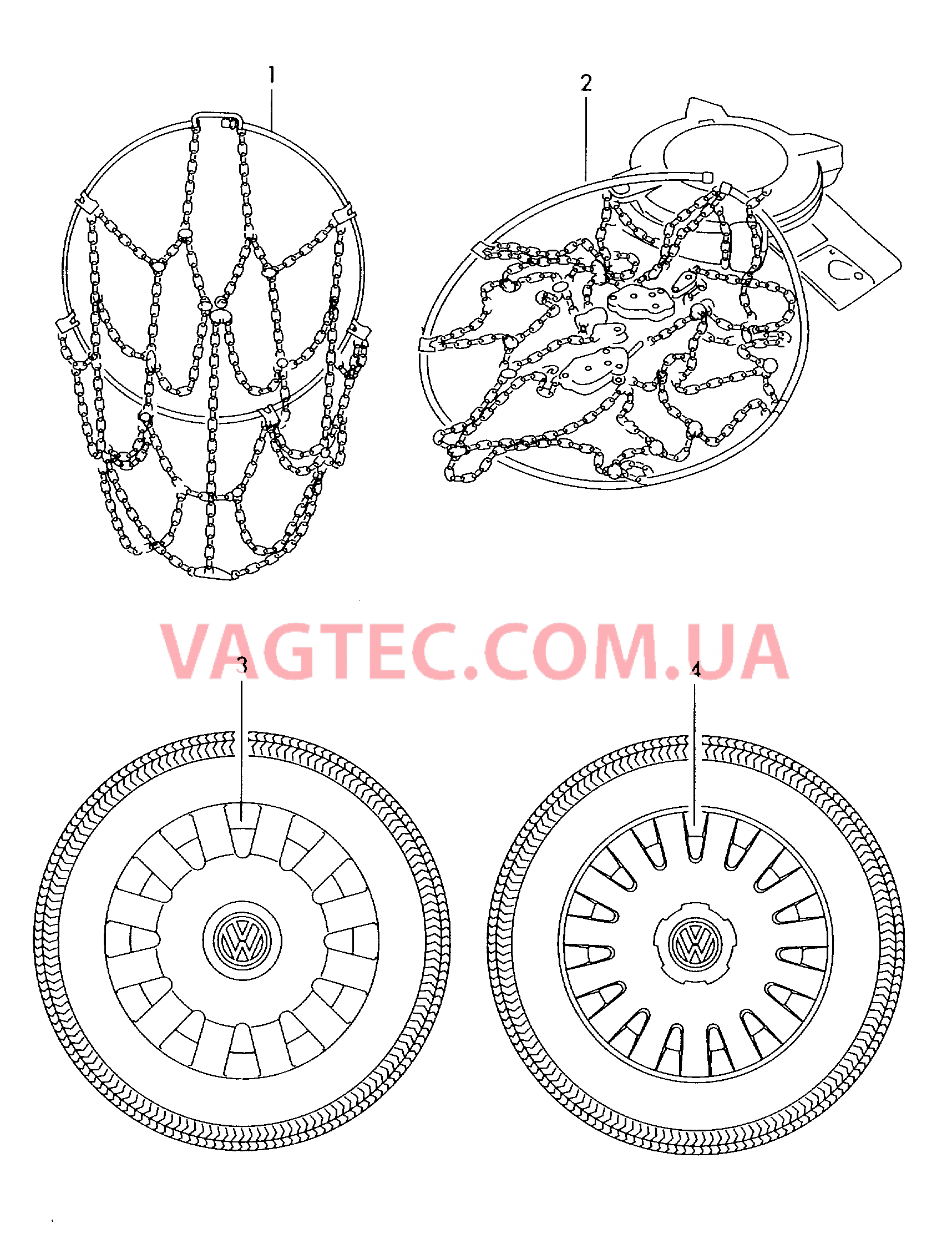 Оригинальные аксессуары 1 к-т цепей противоскольжения Колёсный колпак   для VOLKSWAGEN Sharan 2007