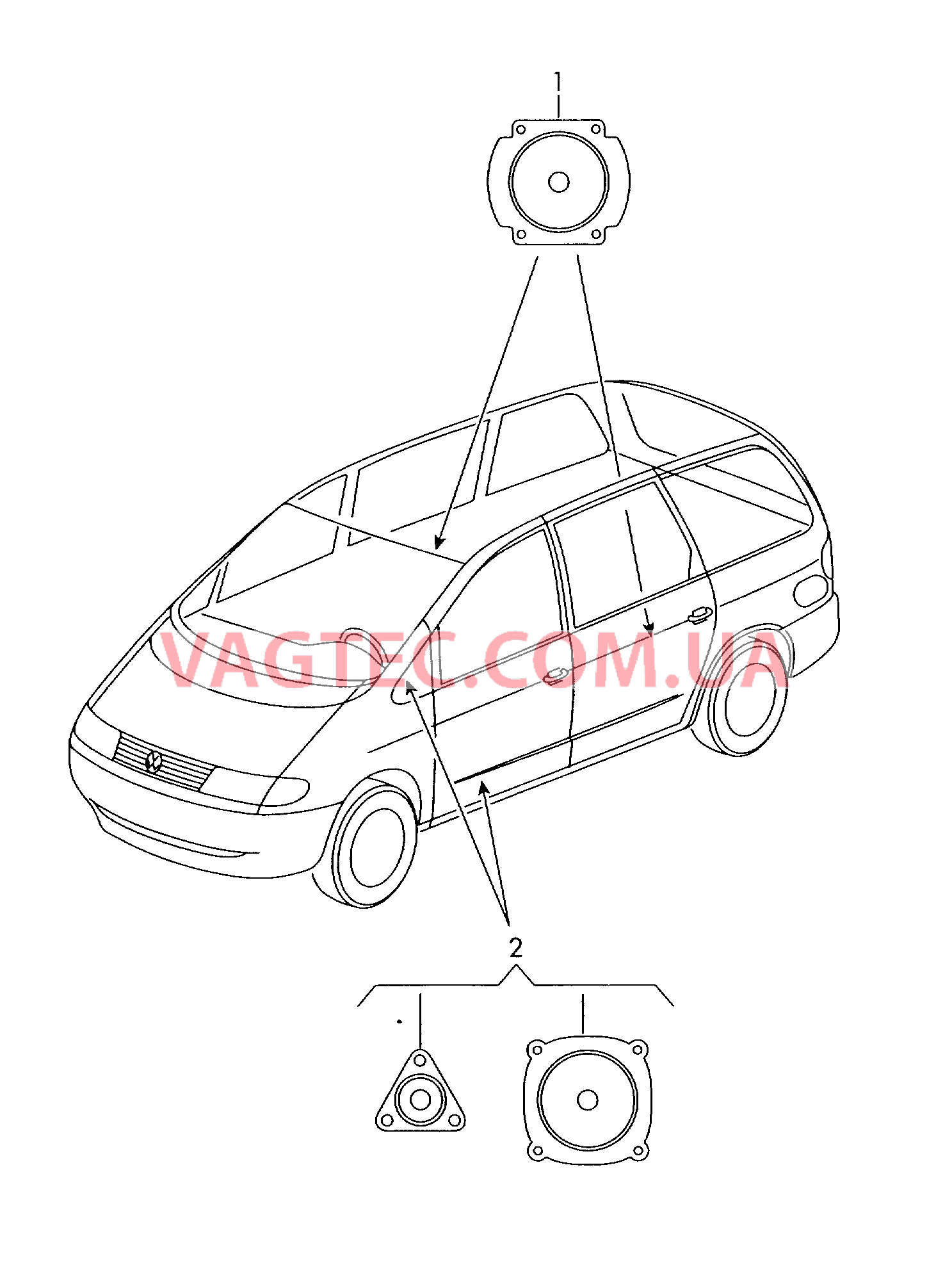 Оригинальные аксессуары Запасной динамик   для VOLKSWAGEN Sharan 2007