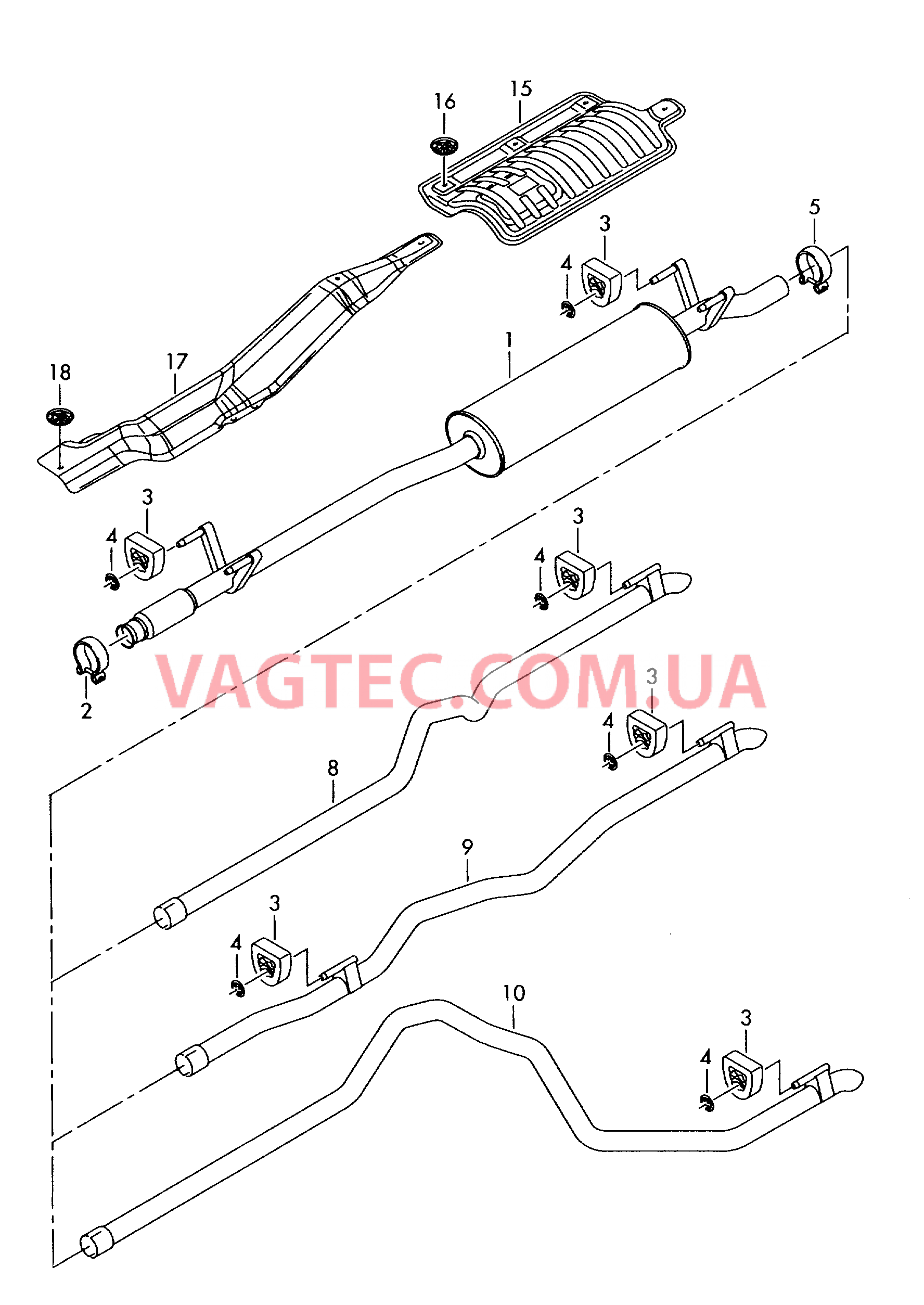 Глушитель и Концев. секц. трубы зад. глуш.  для VOLKSWAGEN Crafter 2007