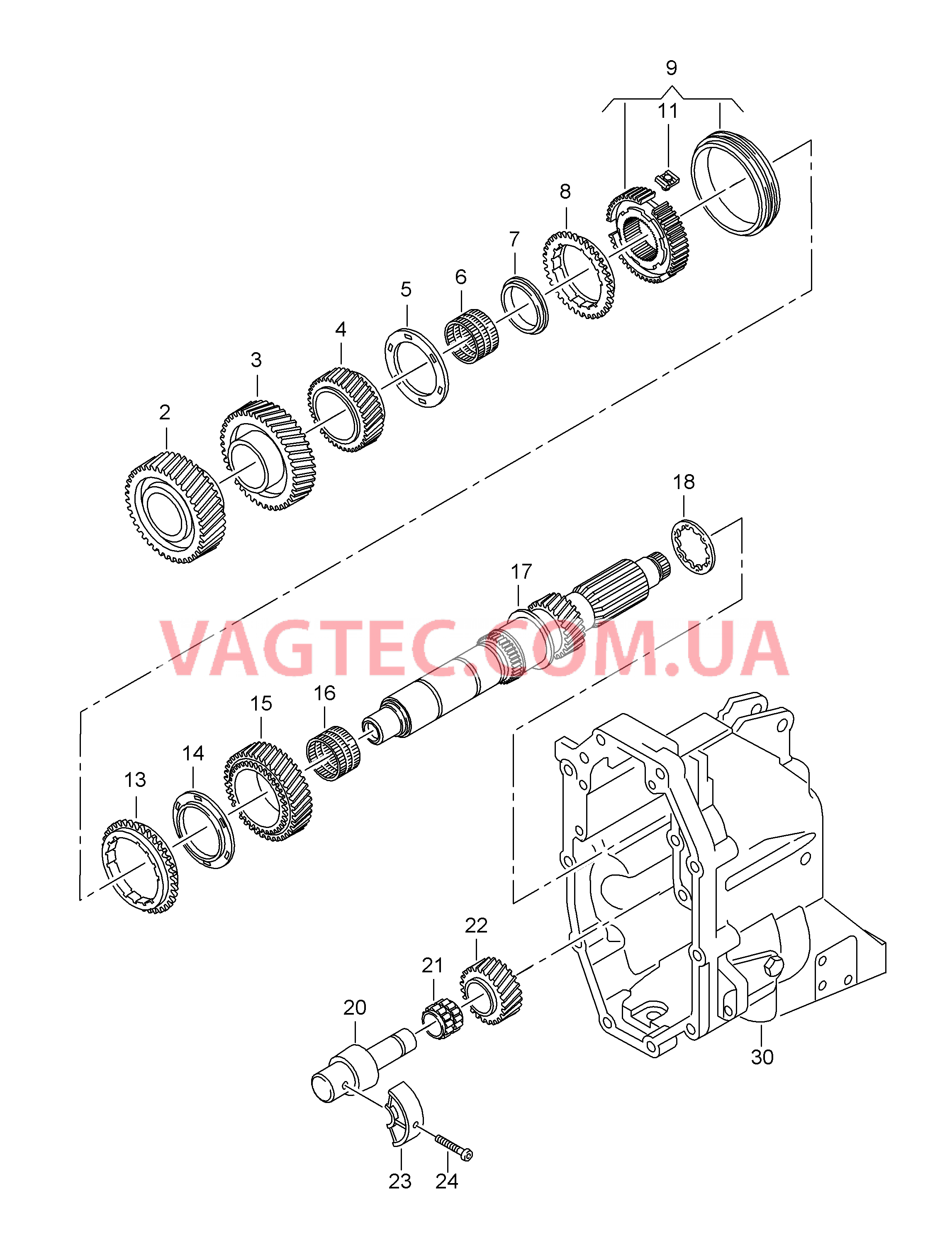 КолEса и валы Промежуточный вал Ось шестерни заднего хода для 6-ступен. механической КП  для VOLKSWAGEN Crafter 2009