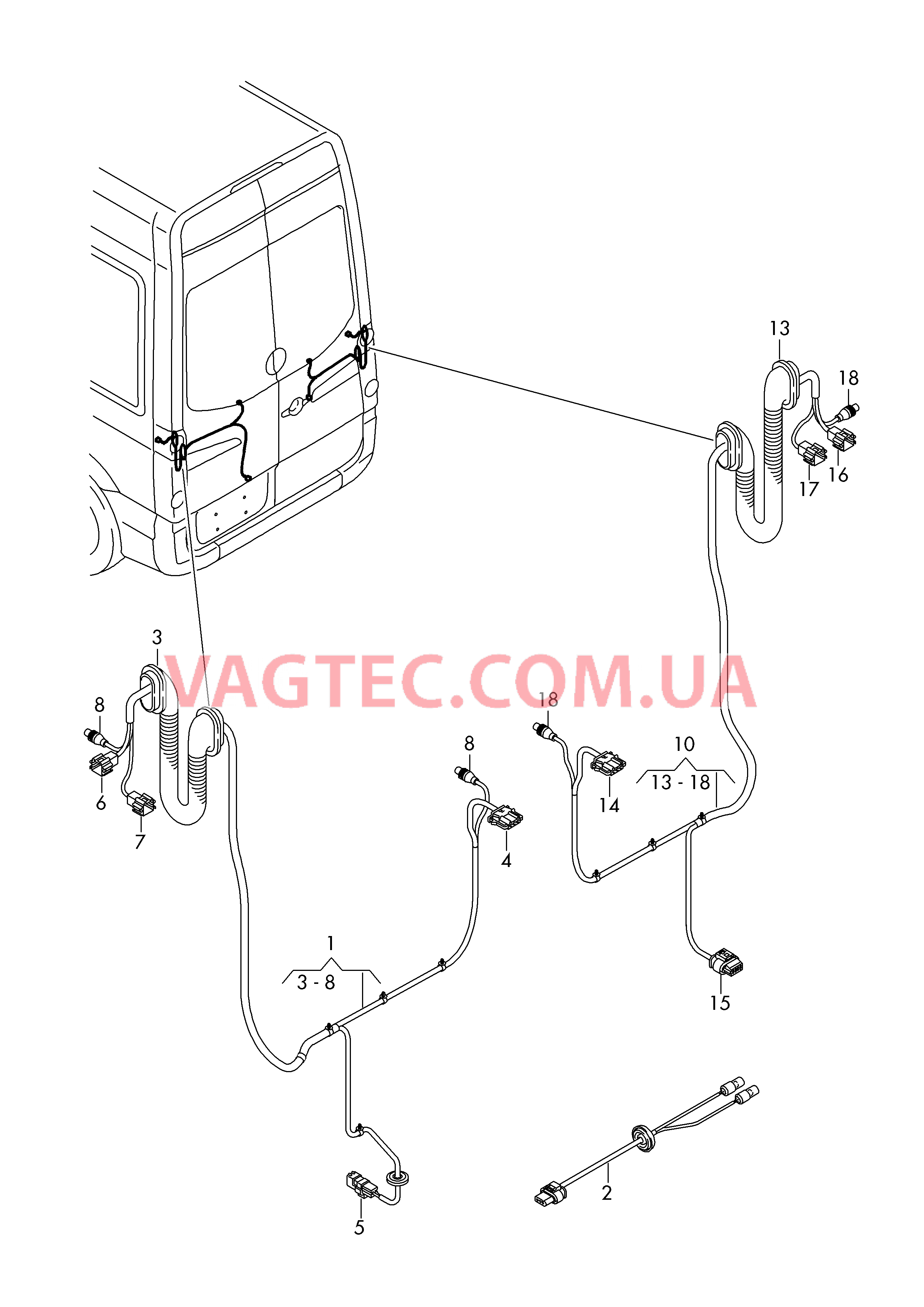 Жгут проводов Дверь распашная  для VOLKSWAGEN Crafter 2017