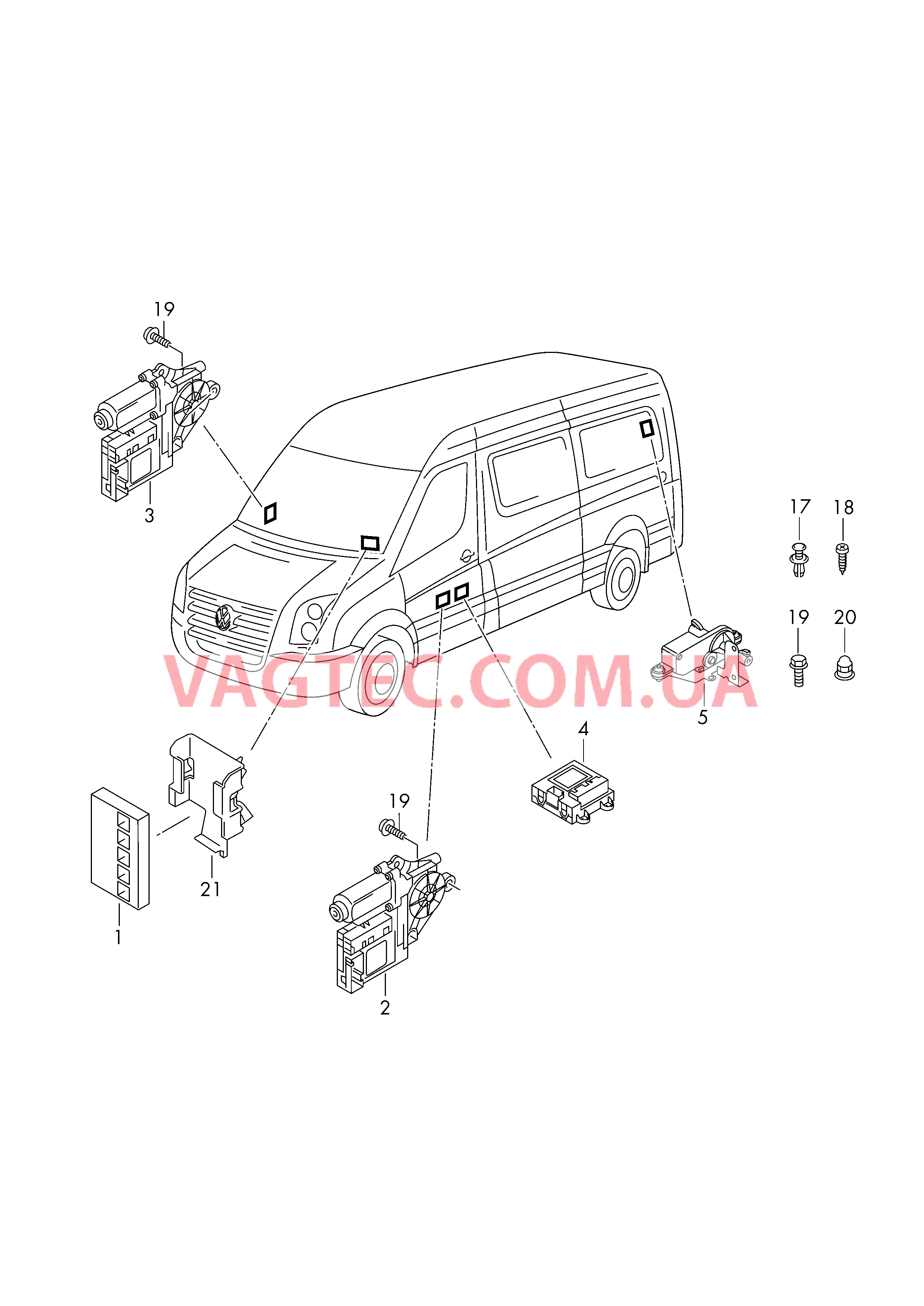 Центральный блок управления систем комфорта  Эл.двигатель стеклоподъёмника  для VOLKSWAGEN Crafter 2017