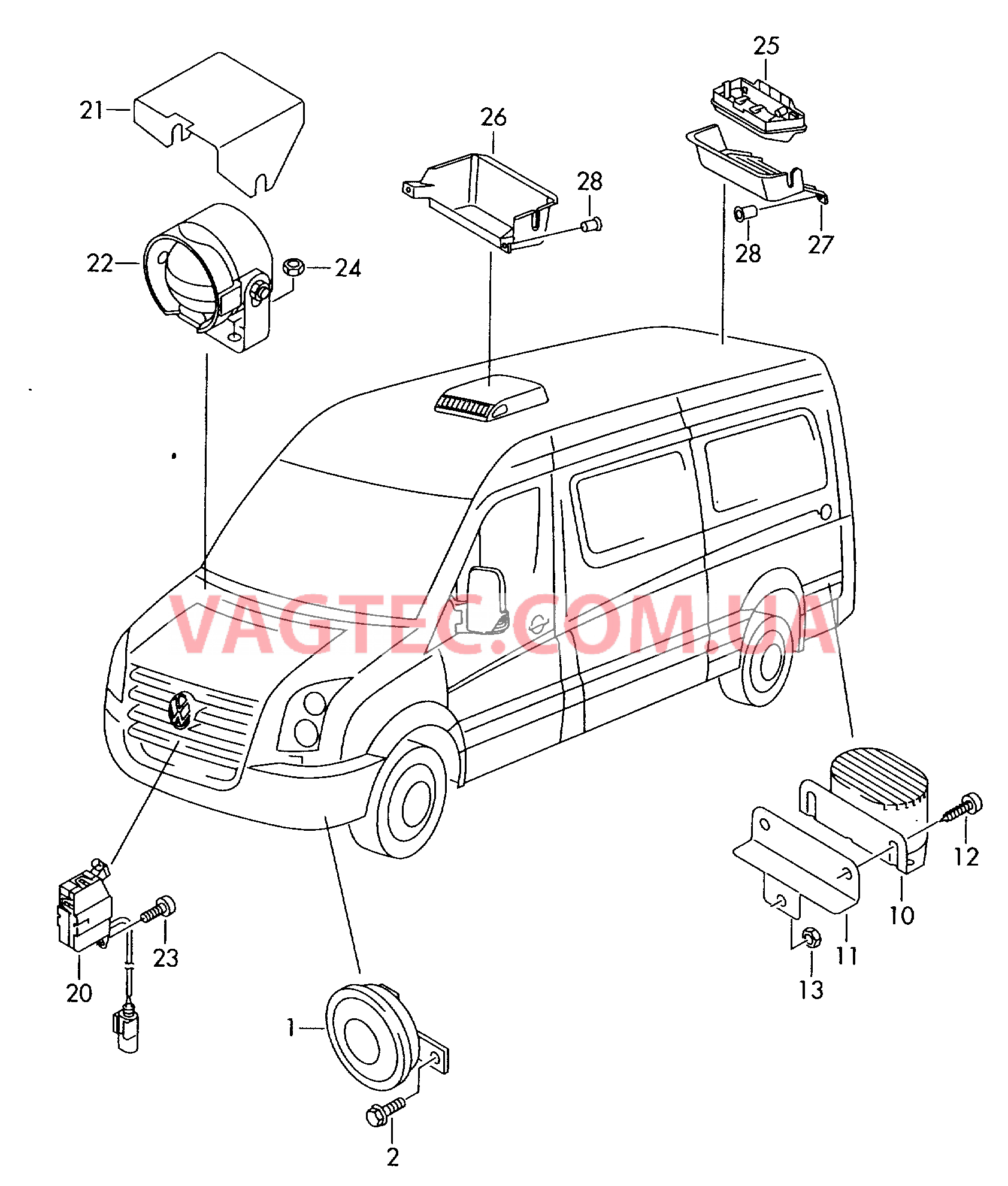 Звуковой сигнал Генератор сигнала (задний ход) Электронная сирена Микровыключатель Капот Датчик ультразвуковой  для VOLKSWAGEN Crafter 2007