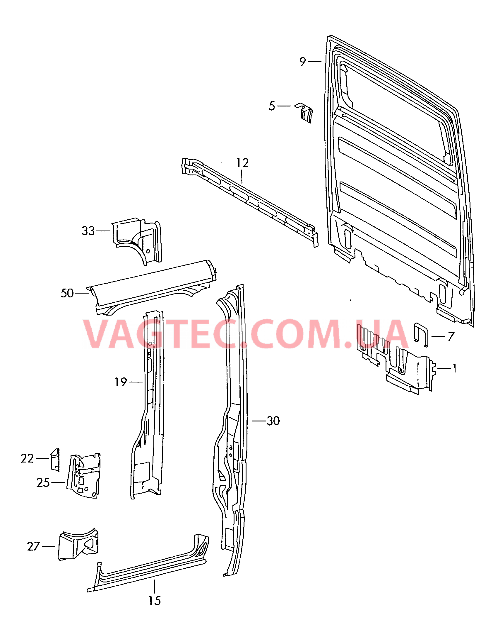 Cтойка C Задняя стенка, наружная панель Задняя стенка, наружная панель  для VOLKSWAGEN Crafter 2009