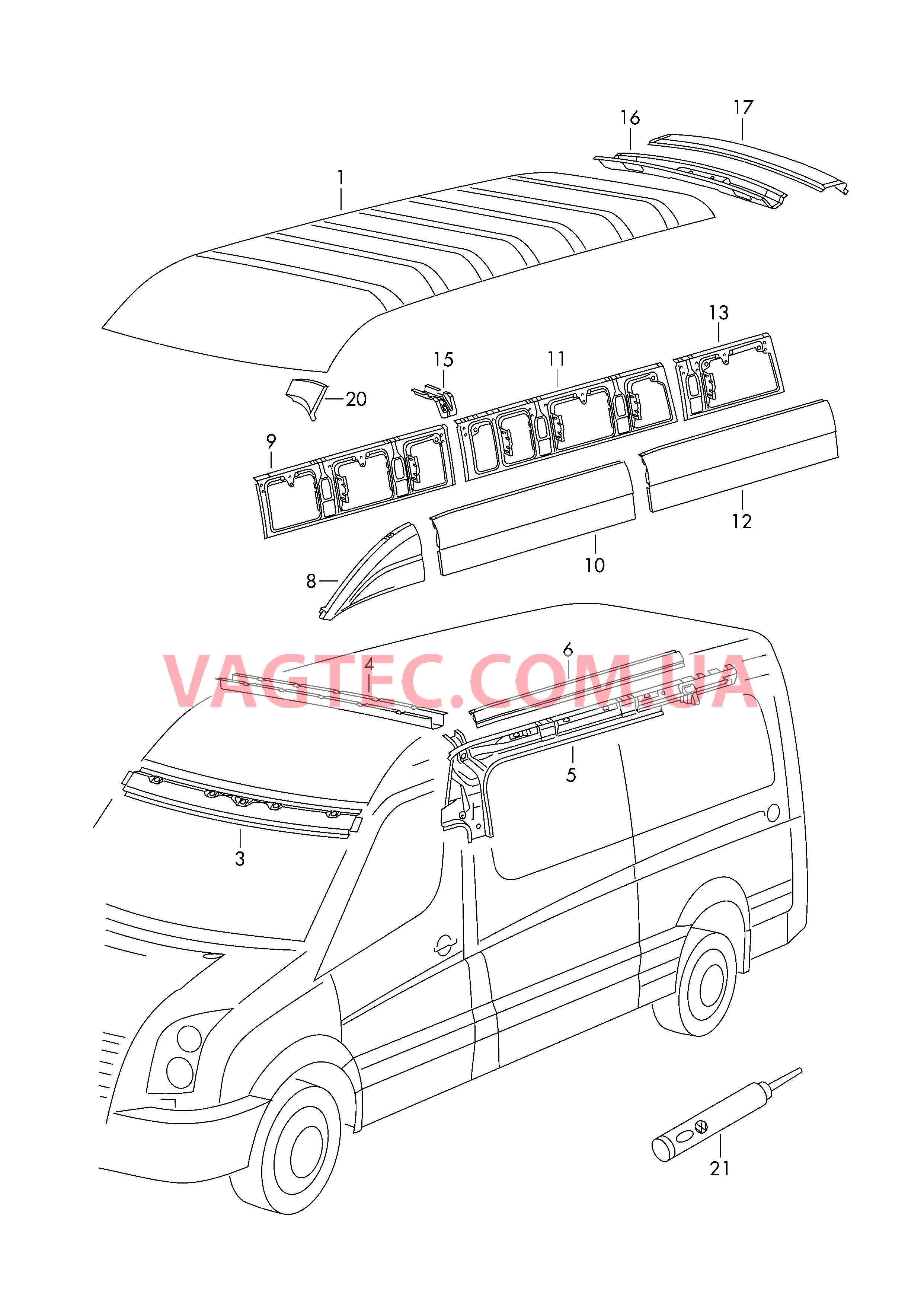 Крыша для фургона с высоким потолком  для VOLKSWAGEN Crafter 2010