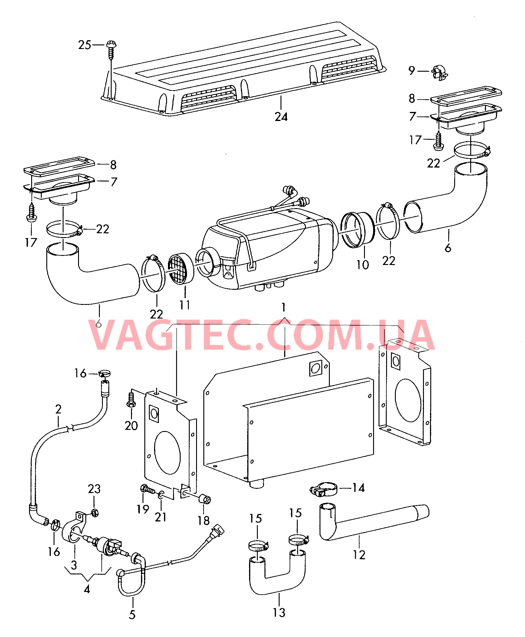 Автономный отопитель Крепёжные детали Выпускная труба Топливопровод  для VOLKSWAGEN Crafter 2006