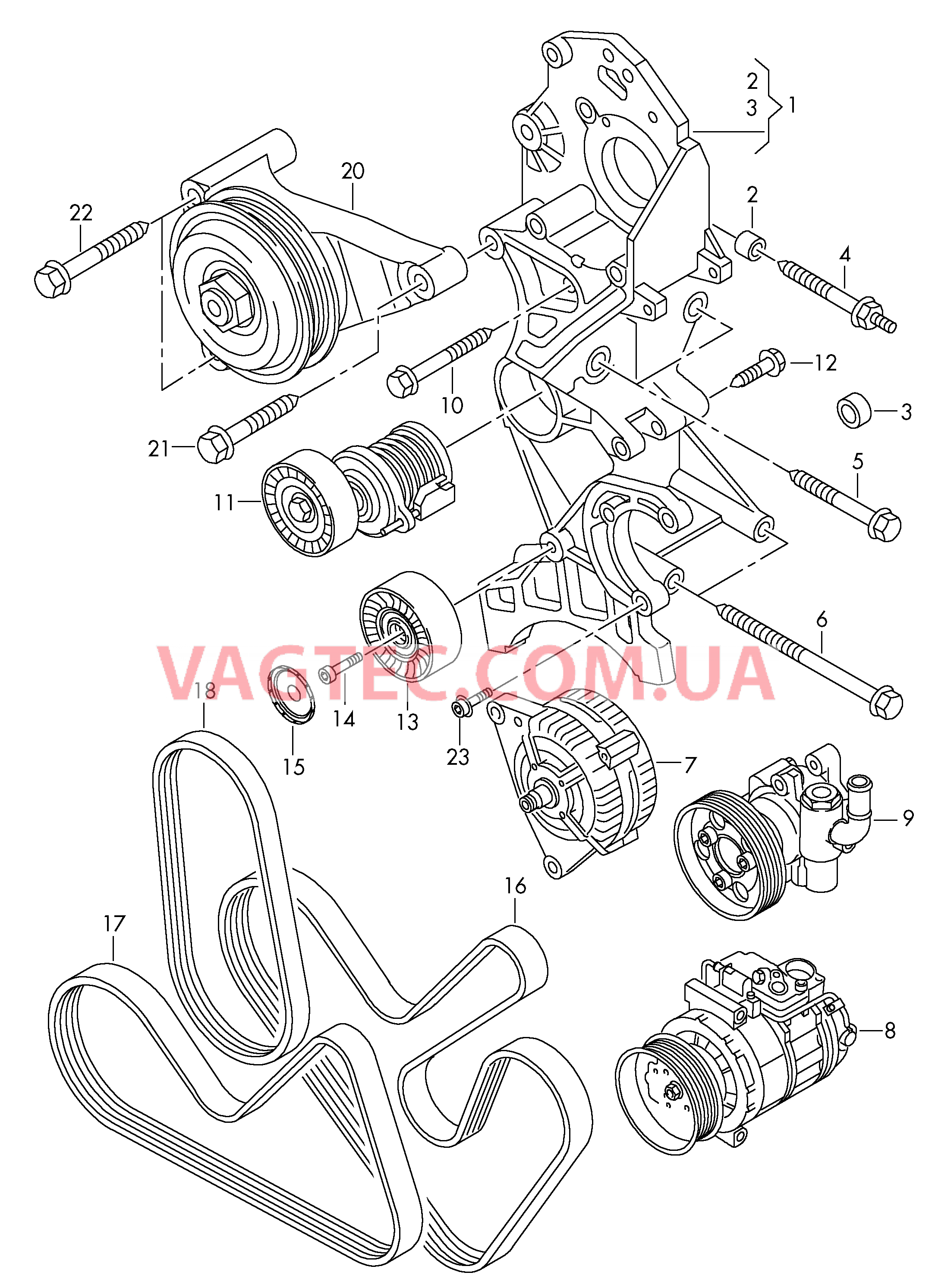 Детали подключения и крепления для генератора  Поликлиновой ремень  для VOLKSWAGEN Crafter 2008