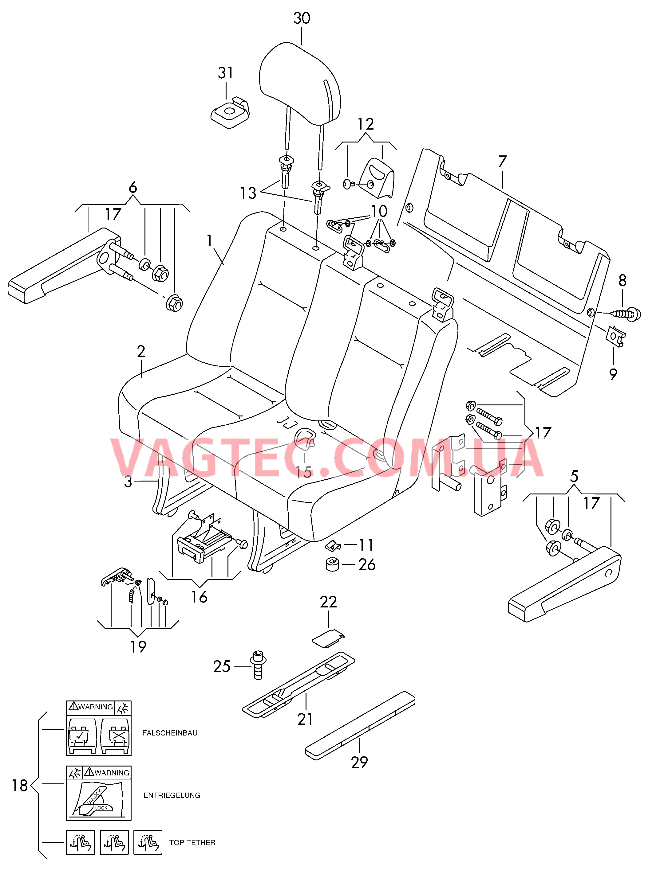 Двухместное сиденье для салона  для VOLKSWAGEN Crafter 2008