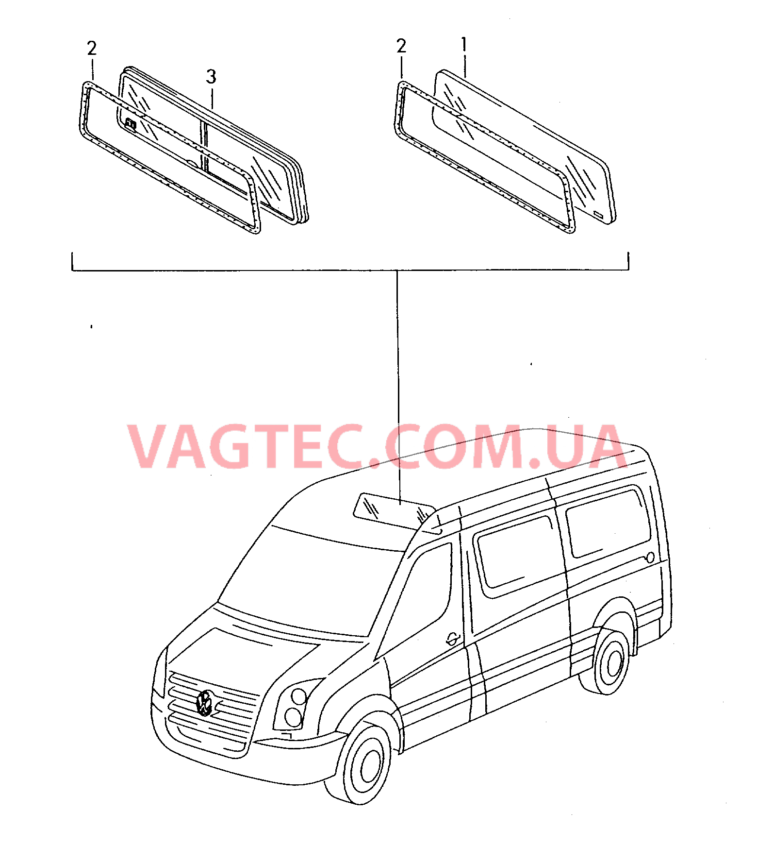 Cдвижное и неподвижное окно в перегородке  для VOLKSWAGEN Crafter 2007