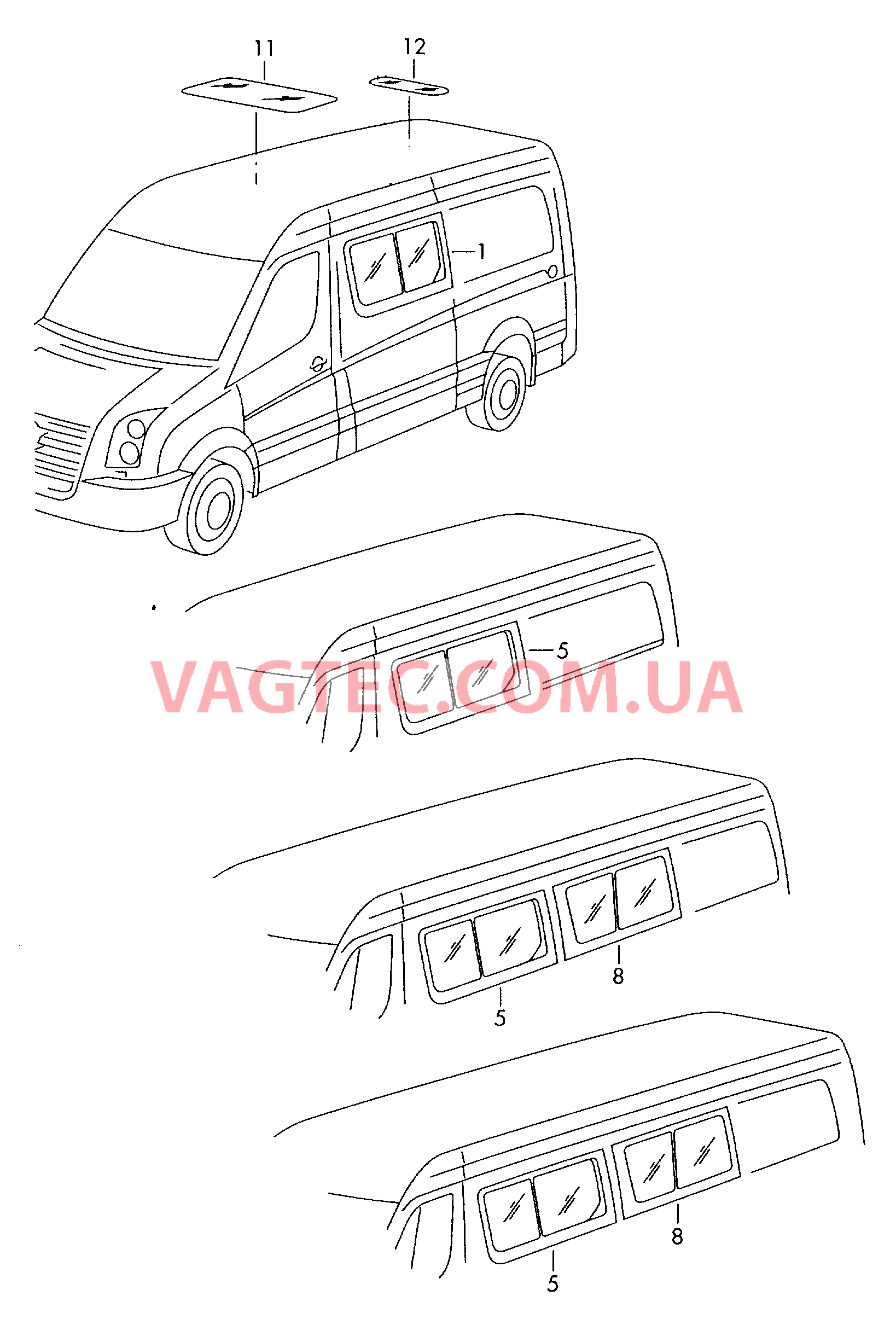 Сдвижное стекло в сборе Окно крыши  для VOLKSWAGEN Crafter 2006