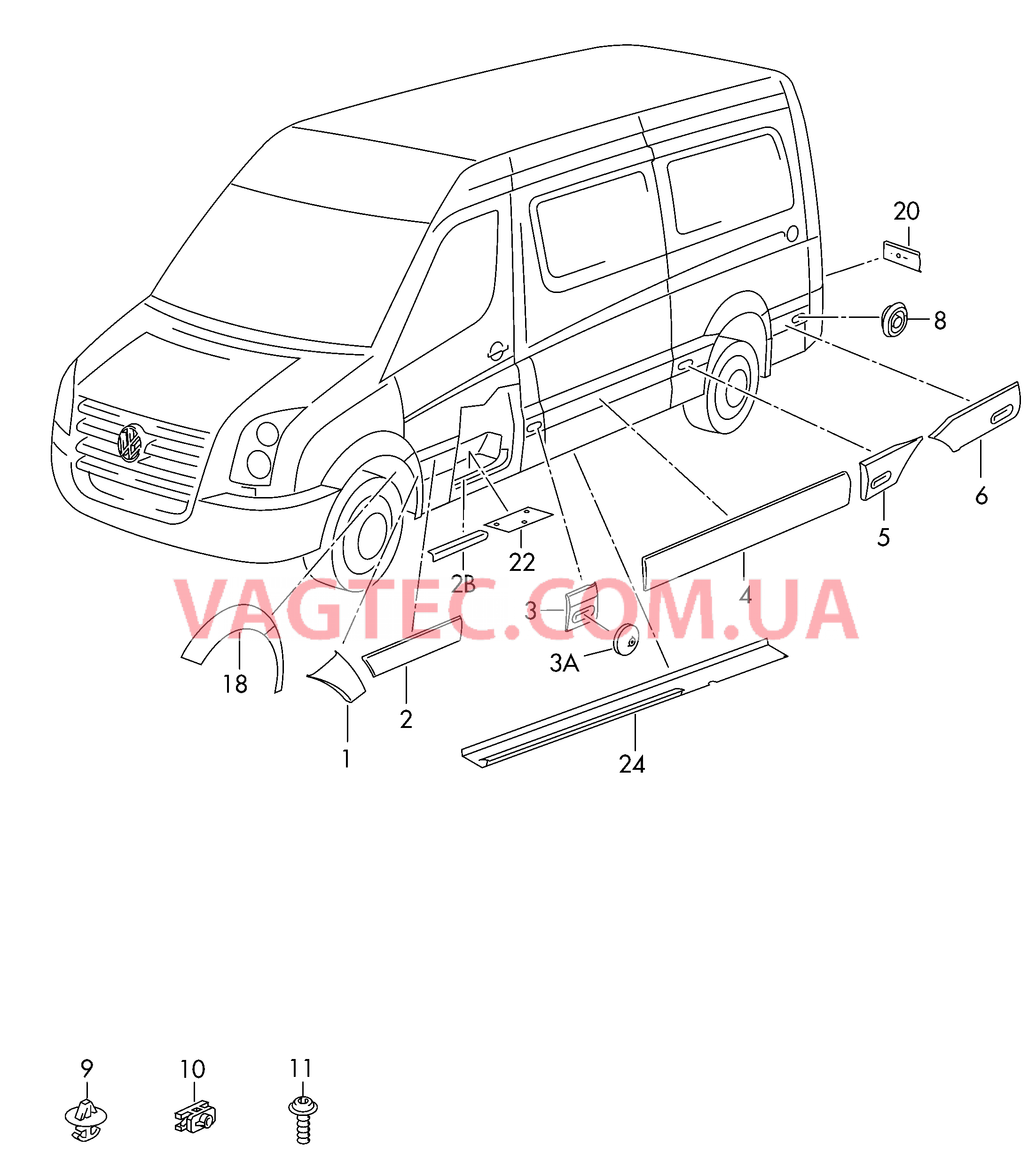 Защитный молдинг крыла Защитный молдинг двери Защитная накладка стойки В Защитный молдинг Защитный молдинг боковины Защитный молдинг  для VOLKSWAGEN Crafter 2006