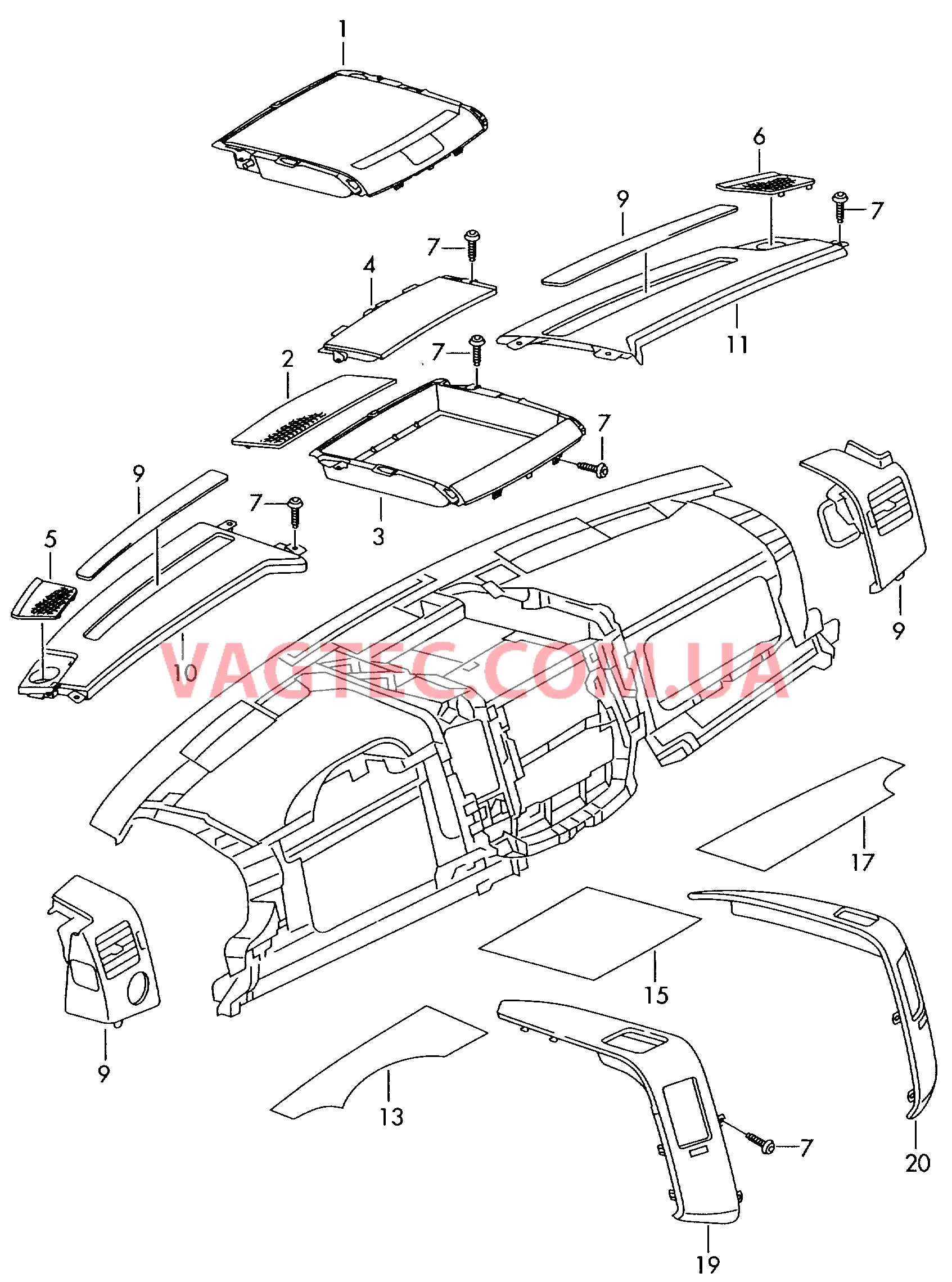 Детали, встроен. в пан. приб.  для VOLKSWAGEN Crafter 2012