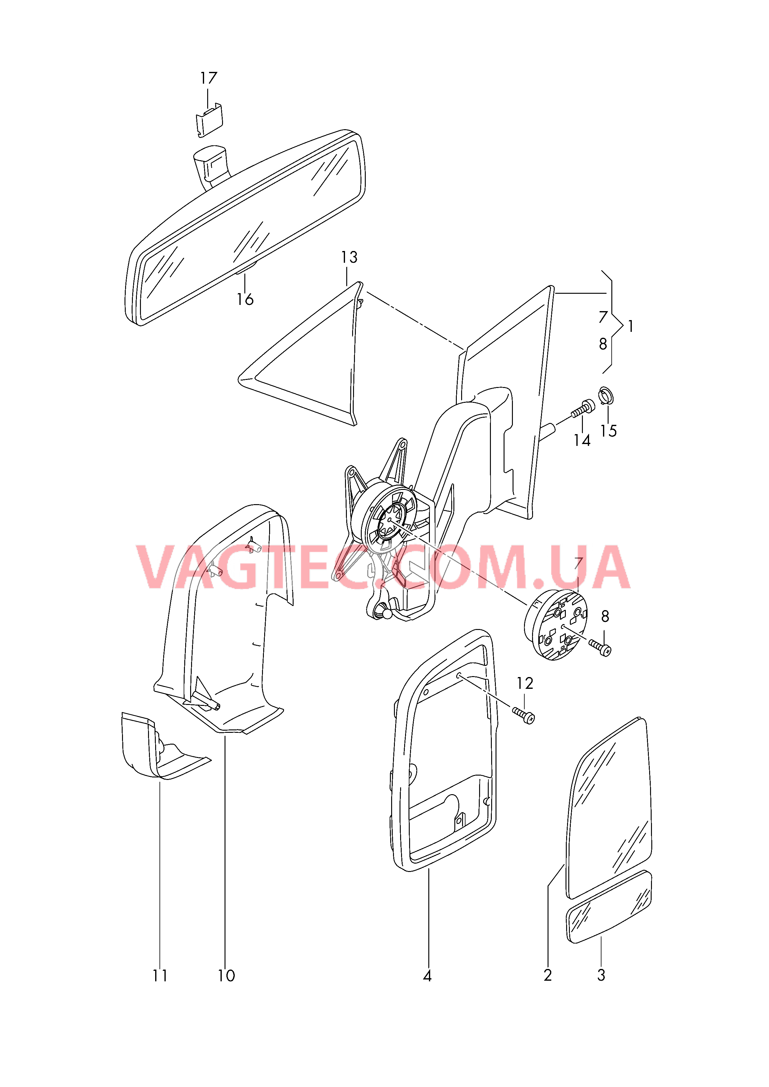 Наружное зеркало на скобе Внутреннее зеркало задн. вида   D - 01.11.2010>> для VOLKSWAGEN Crafter 2009