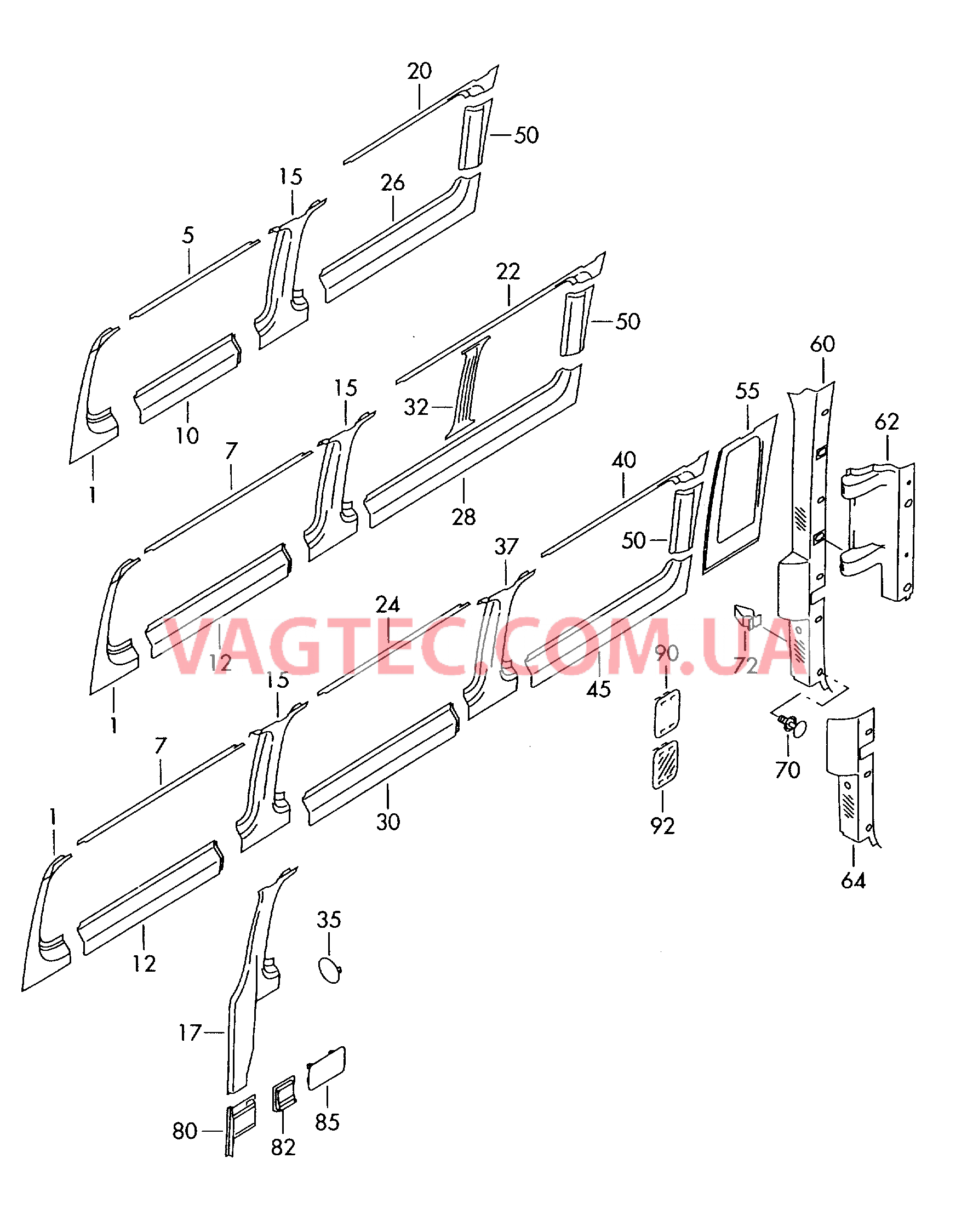 Облицовка стойки (багажное отделение) (Салон)  для VOLKSWAGEN Crafter 2009