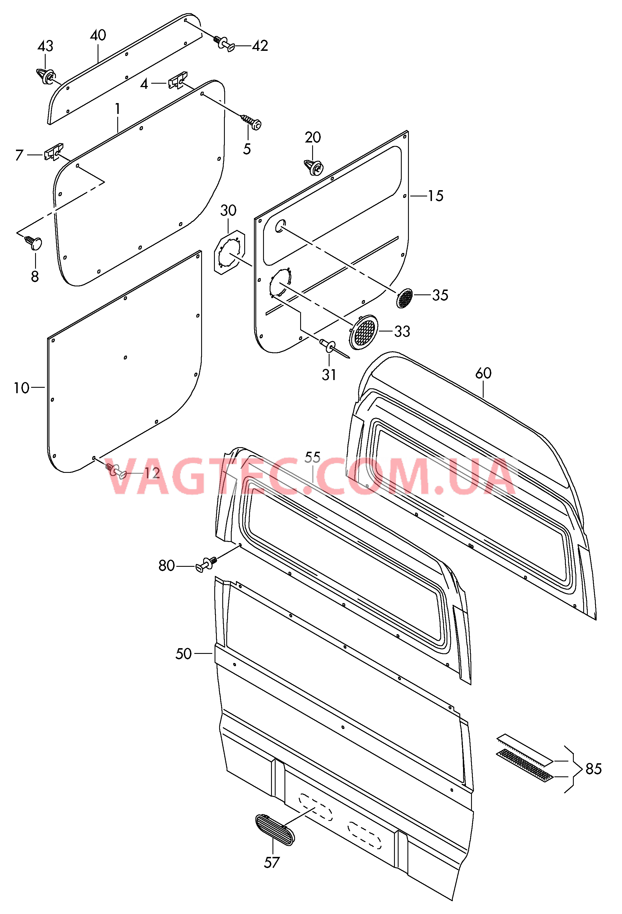 Облицовка сдвижной двери Облицовка перегородки  для VOLKSWAGEN Crafter 2007