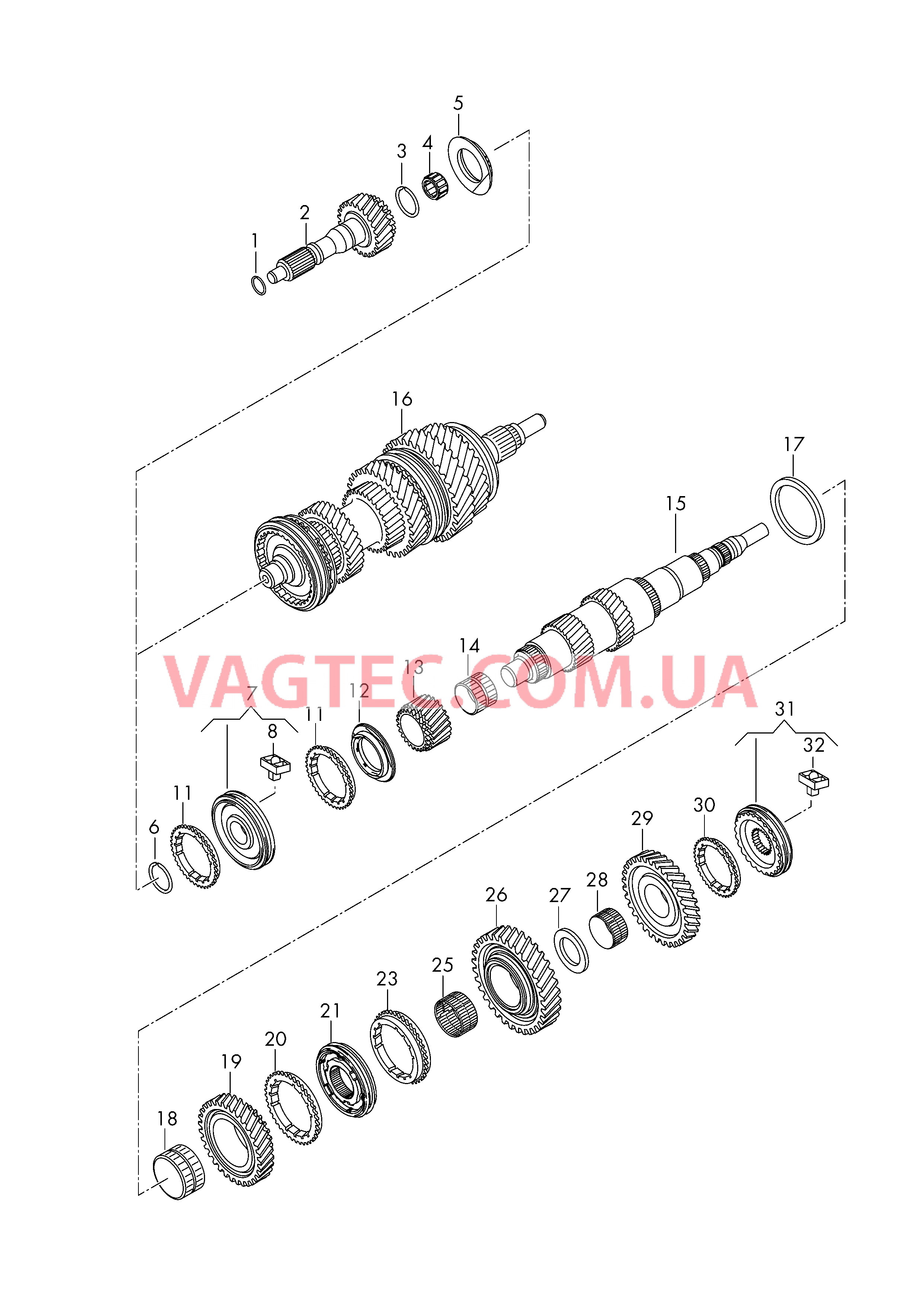 КолEса и валы Первичный вал Ведомый вал для 6-ступен. механической КП  для VOLKSWAGEN Crafter 2016