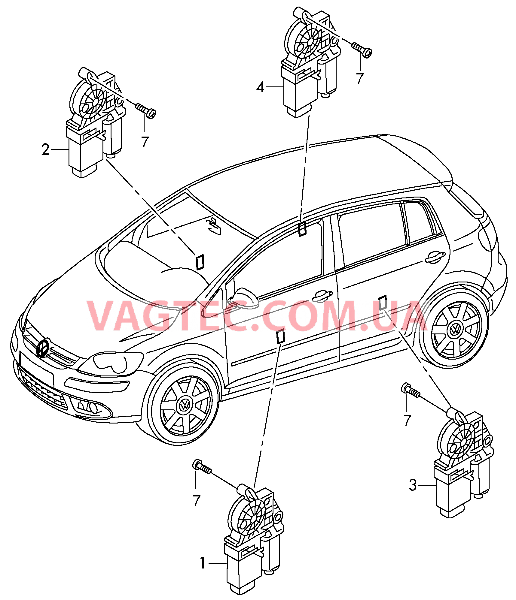 Эл.двигатель стеклоподъёмника  для VOLKSWAGEN Golf.Plus 2011