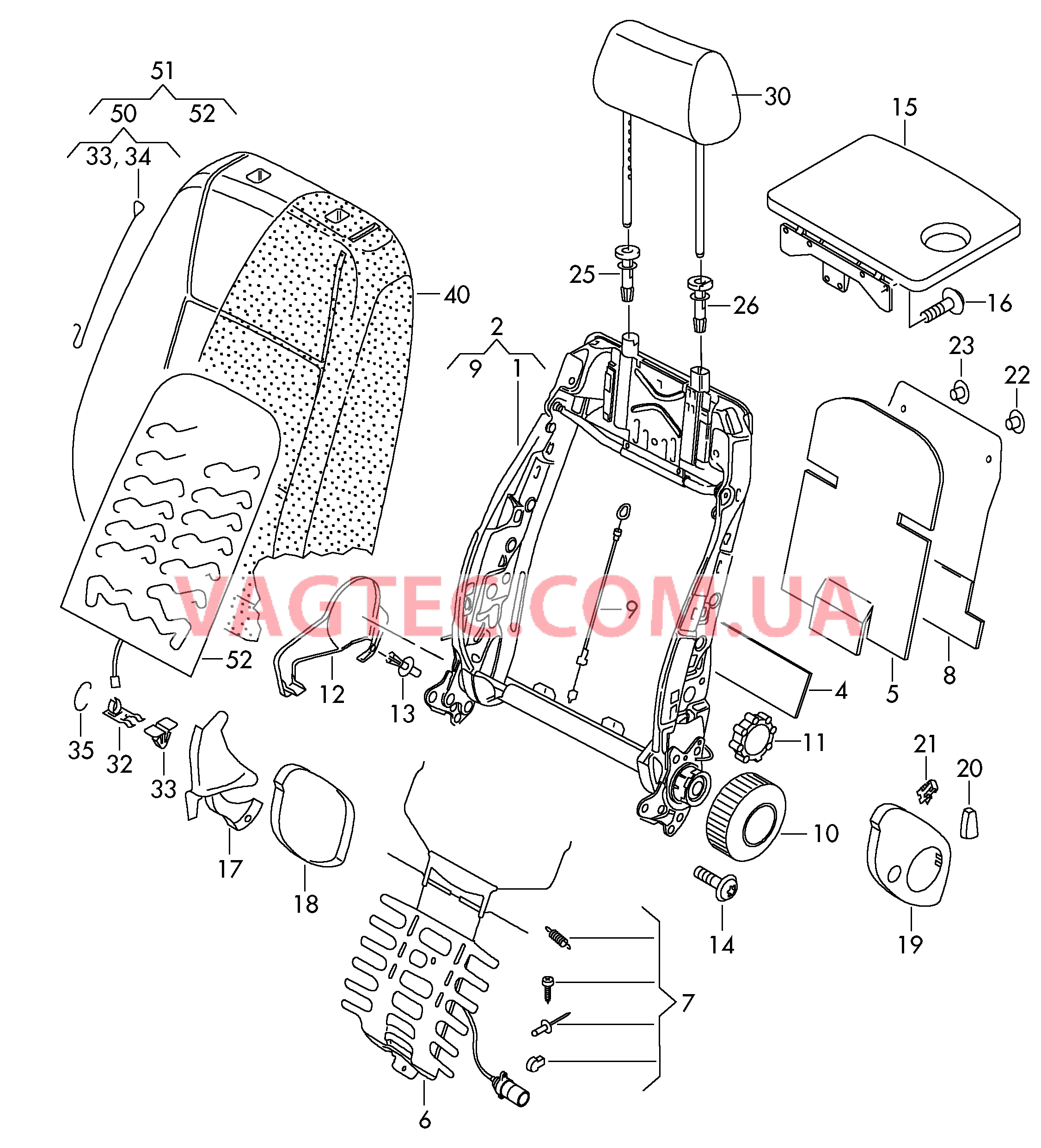 Cпинка  для VOLKSWAGEN Golf.Plus 2008