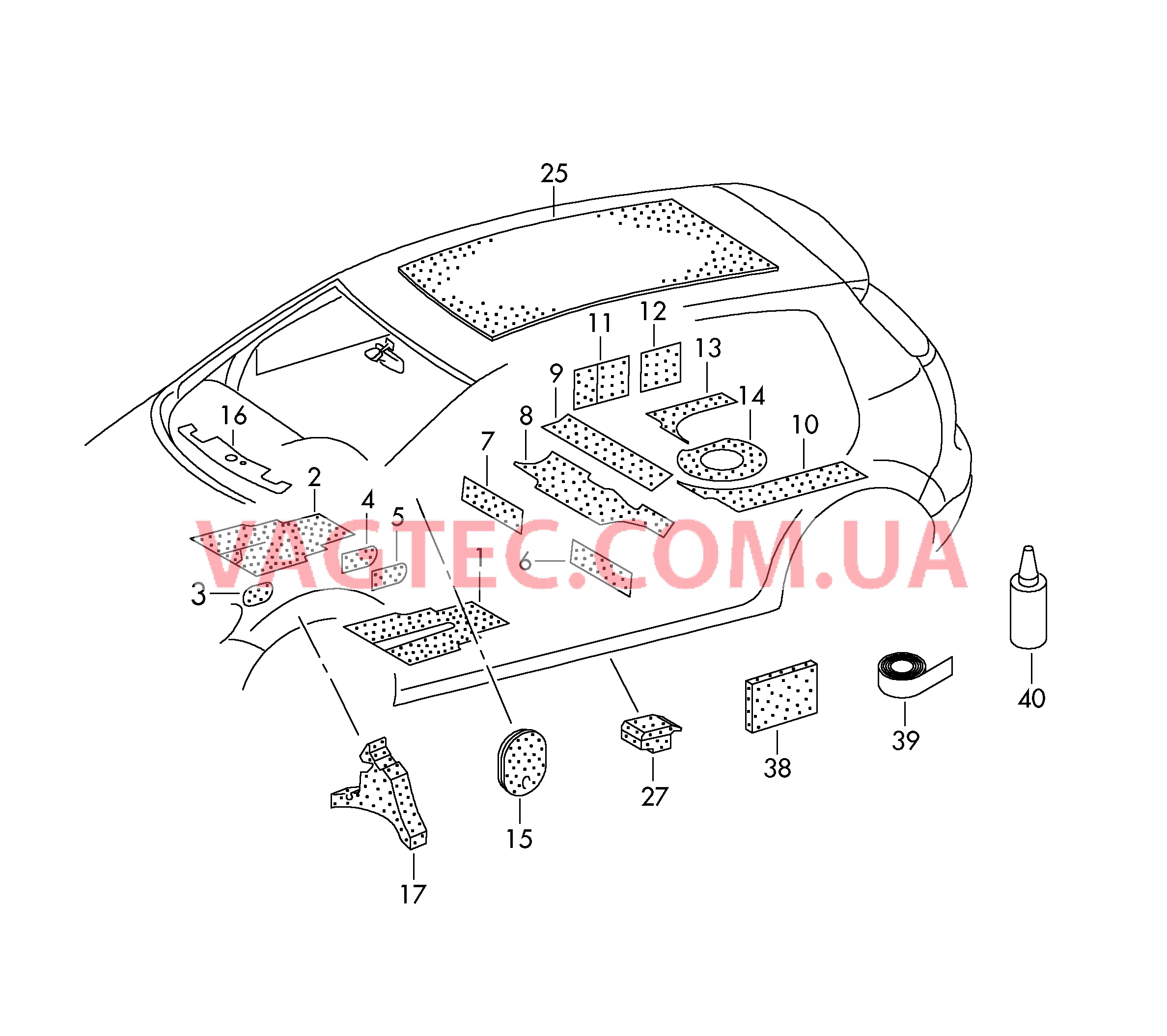 Изоляции Клеящий и уплотняющий материал  для VOLKSWAGEN Golf.Plus 2010