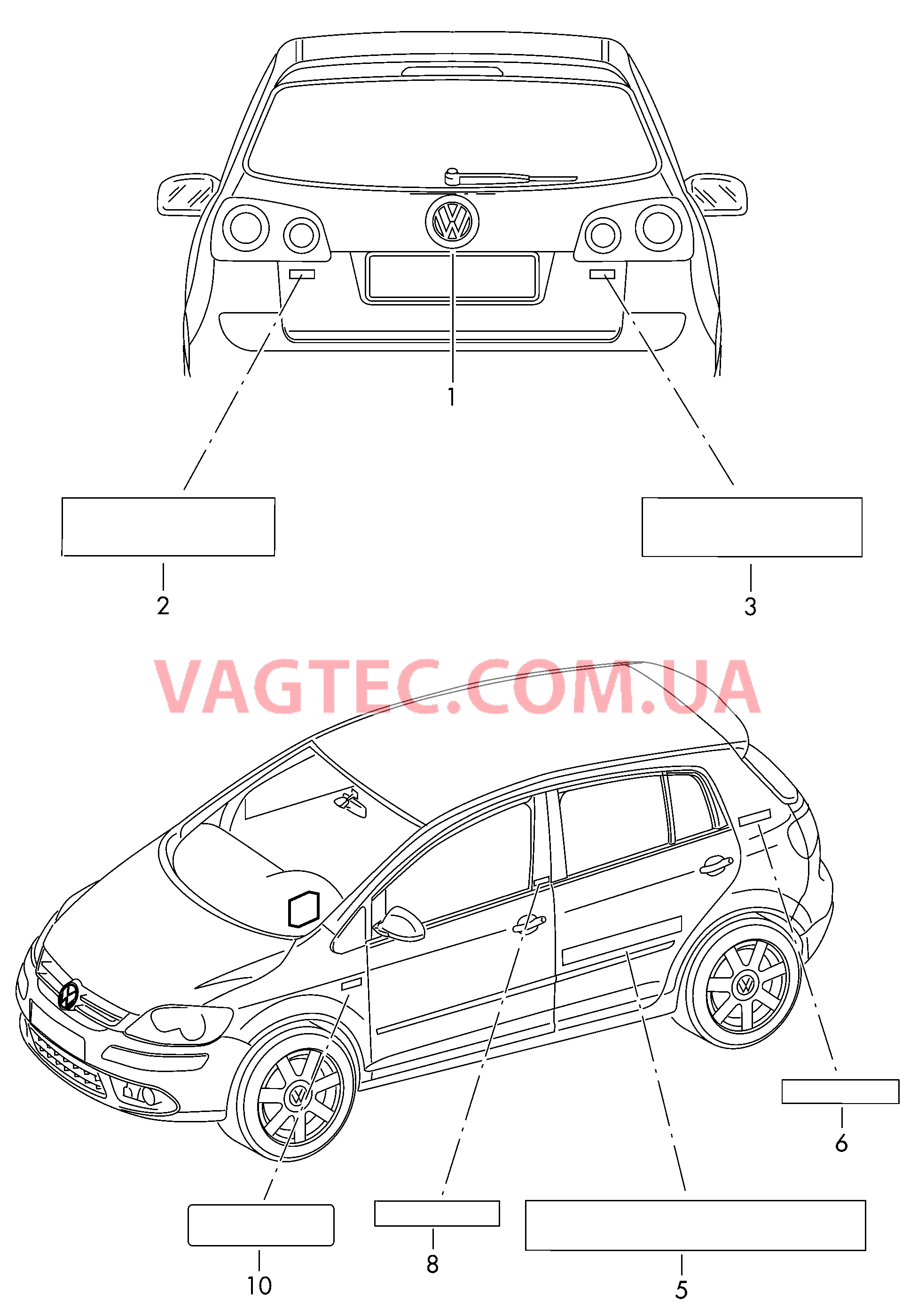 Надписи  для VOLKSWAGEN Golf.Plus 2012