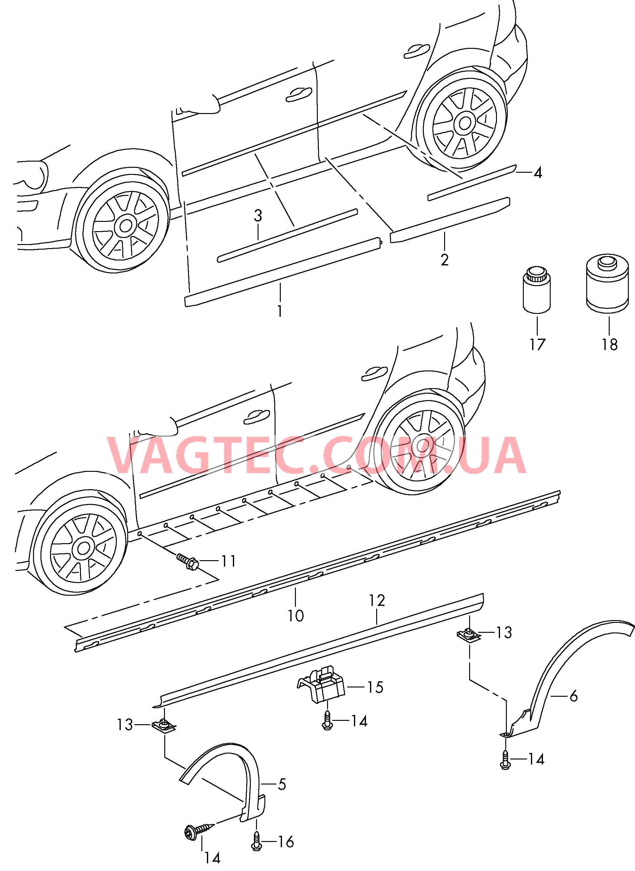 Защитный молдинг двери Накладка Накладка порога  для VOLKSWAGEN Golf.Plus 2012