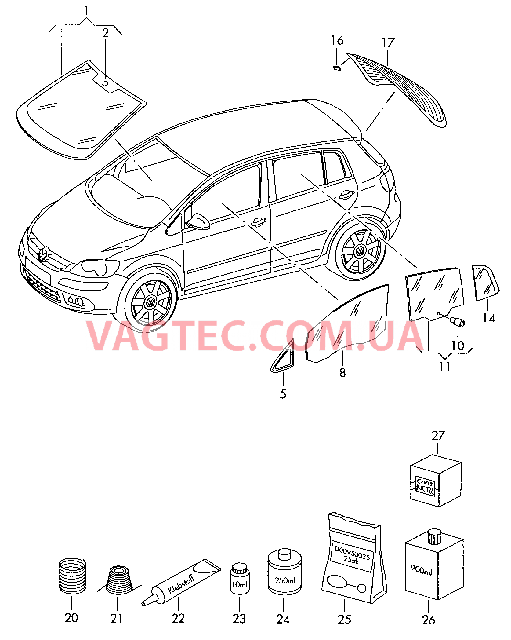 Стёкла  для VOLKSWAGEN Golf.Plus 2009