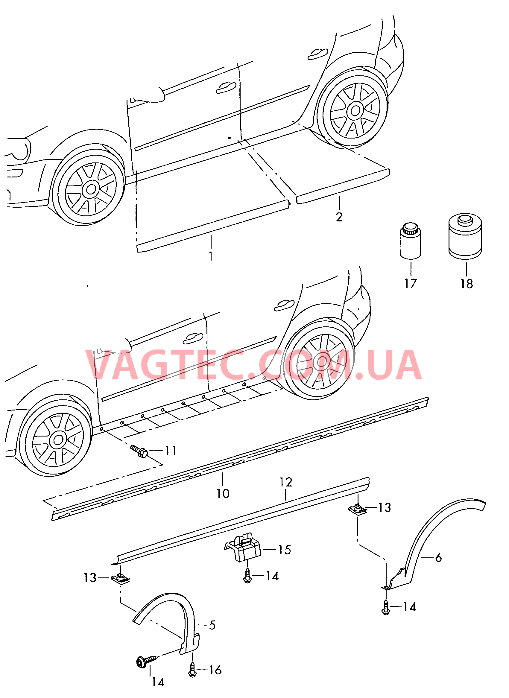 Защитный молдинг двери Накладка Накладка порога  для VOLKSWAGEN Golf.Plus 2006