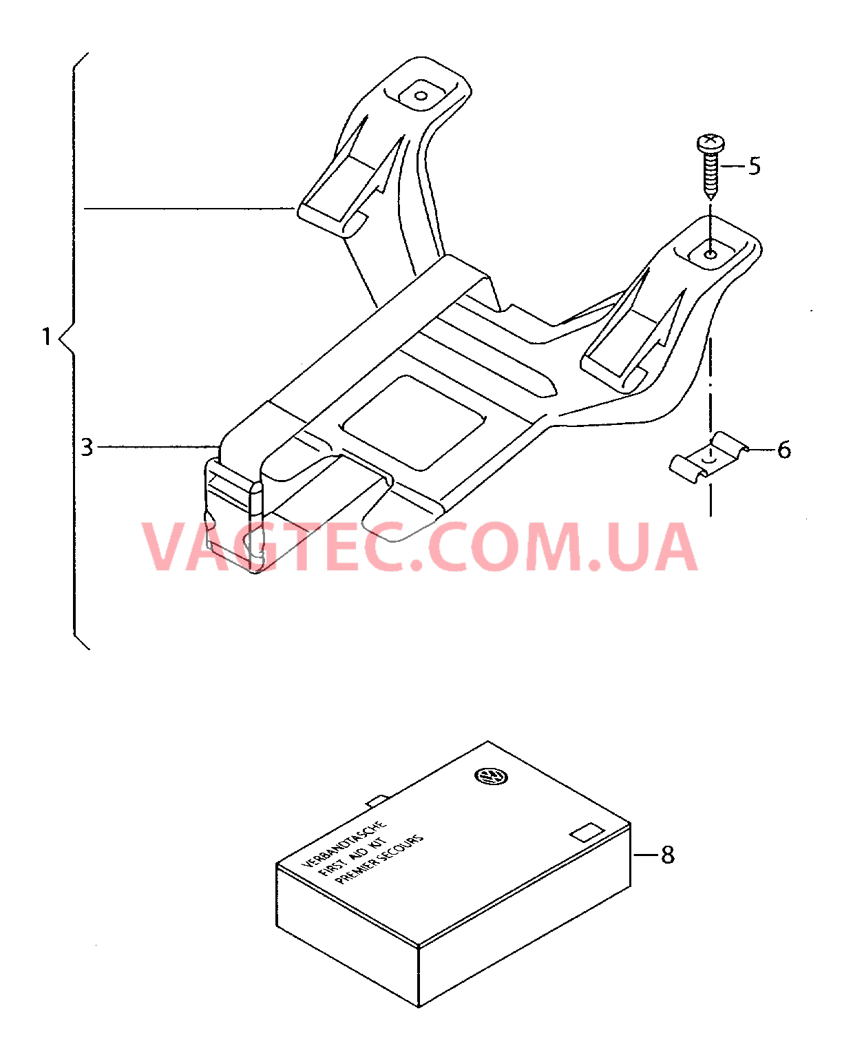 Кронштейн аптечки Аптечка в сумке  для VOLKSWAGEN Golf.Plus 2005