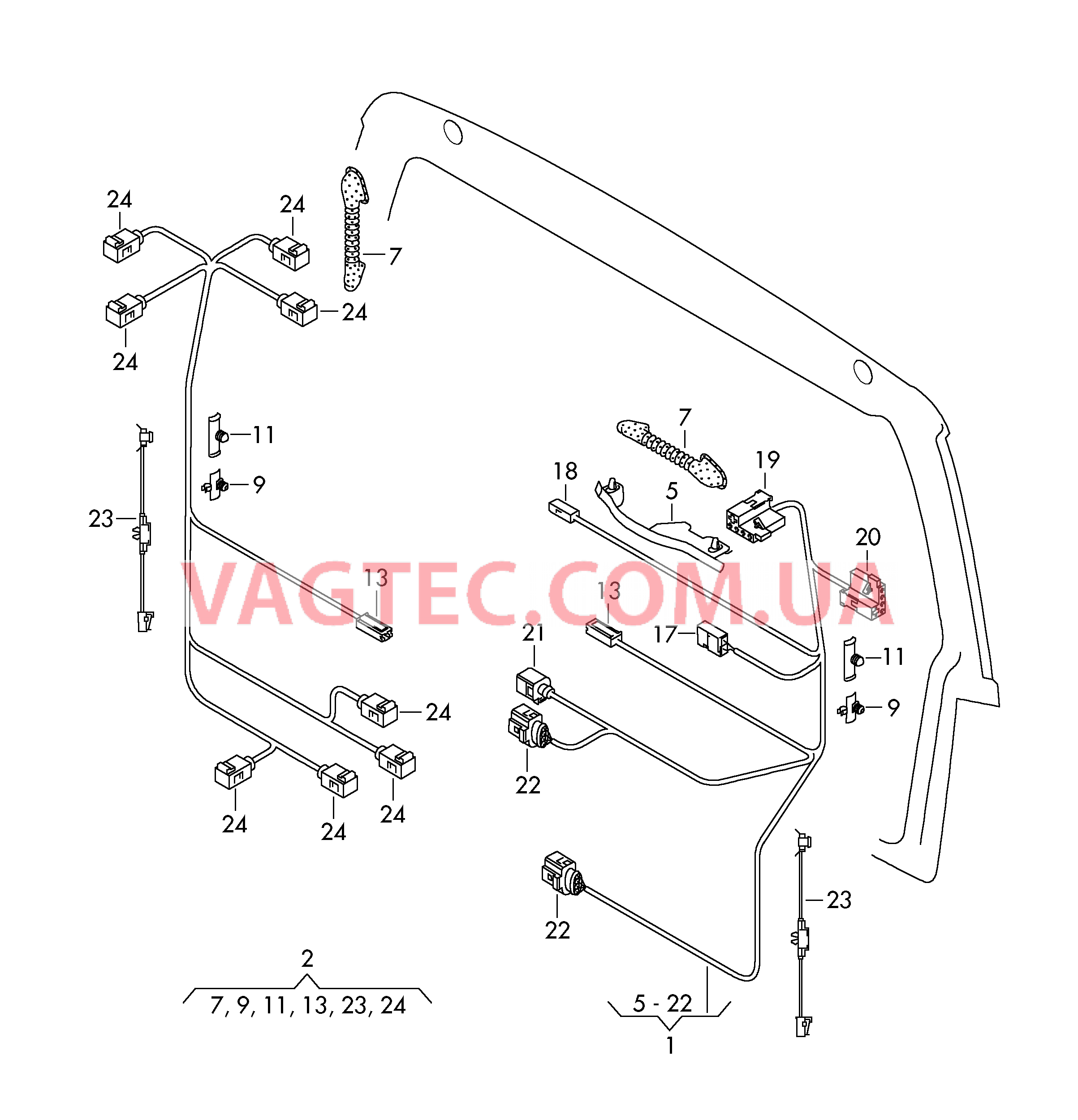 Жгут проводов двери багажного отсека  для VOLKSWAGEN Golf.Plus 2008