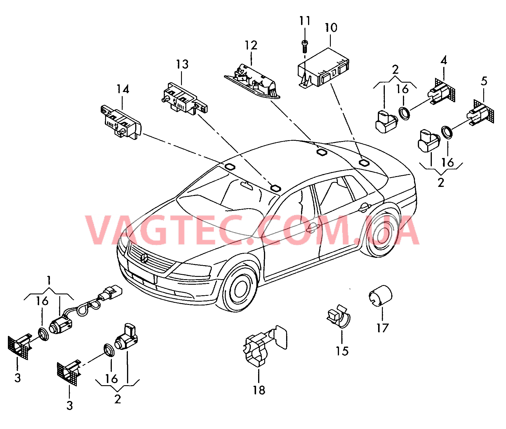 Парковочный ассистент  для VOLKSWAGEN Phaeton 2008