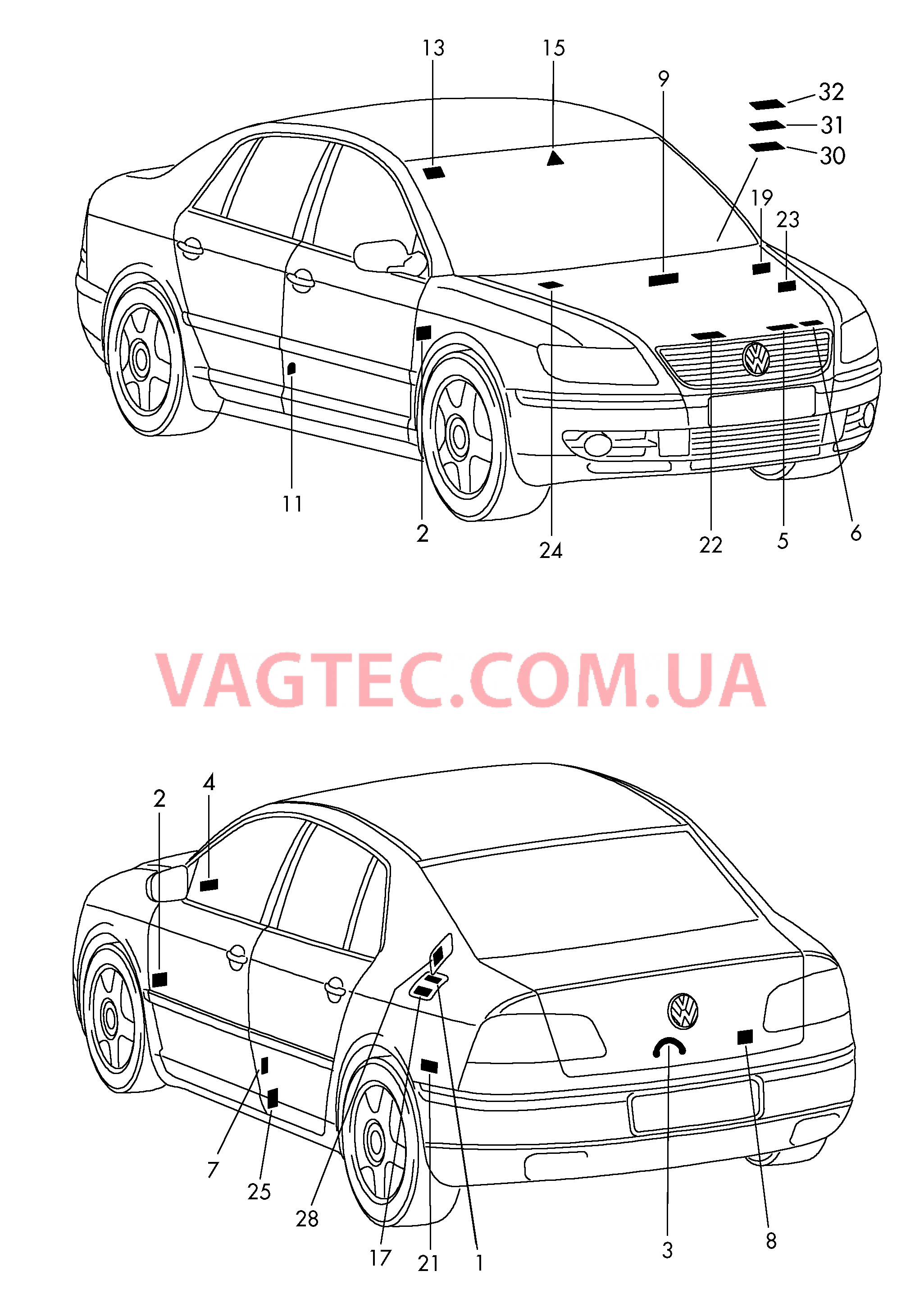 Таблички  для VOLKSWAGEN Phaeton 2010