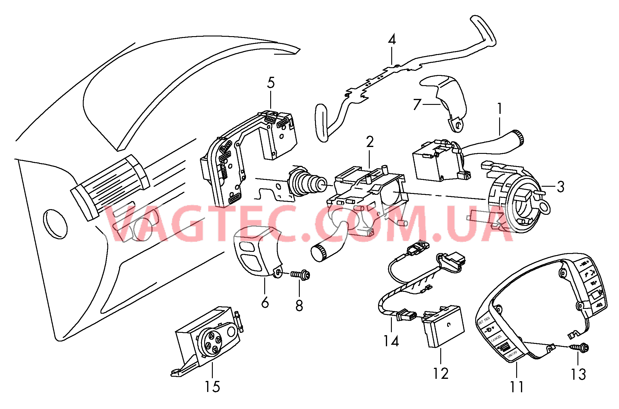 Комб. переключ. вала рул. упр. Многофункциональные клавиши для рулевого колеса  для VOLKSWAGEN Phaeton 2015