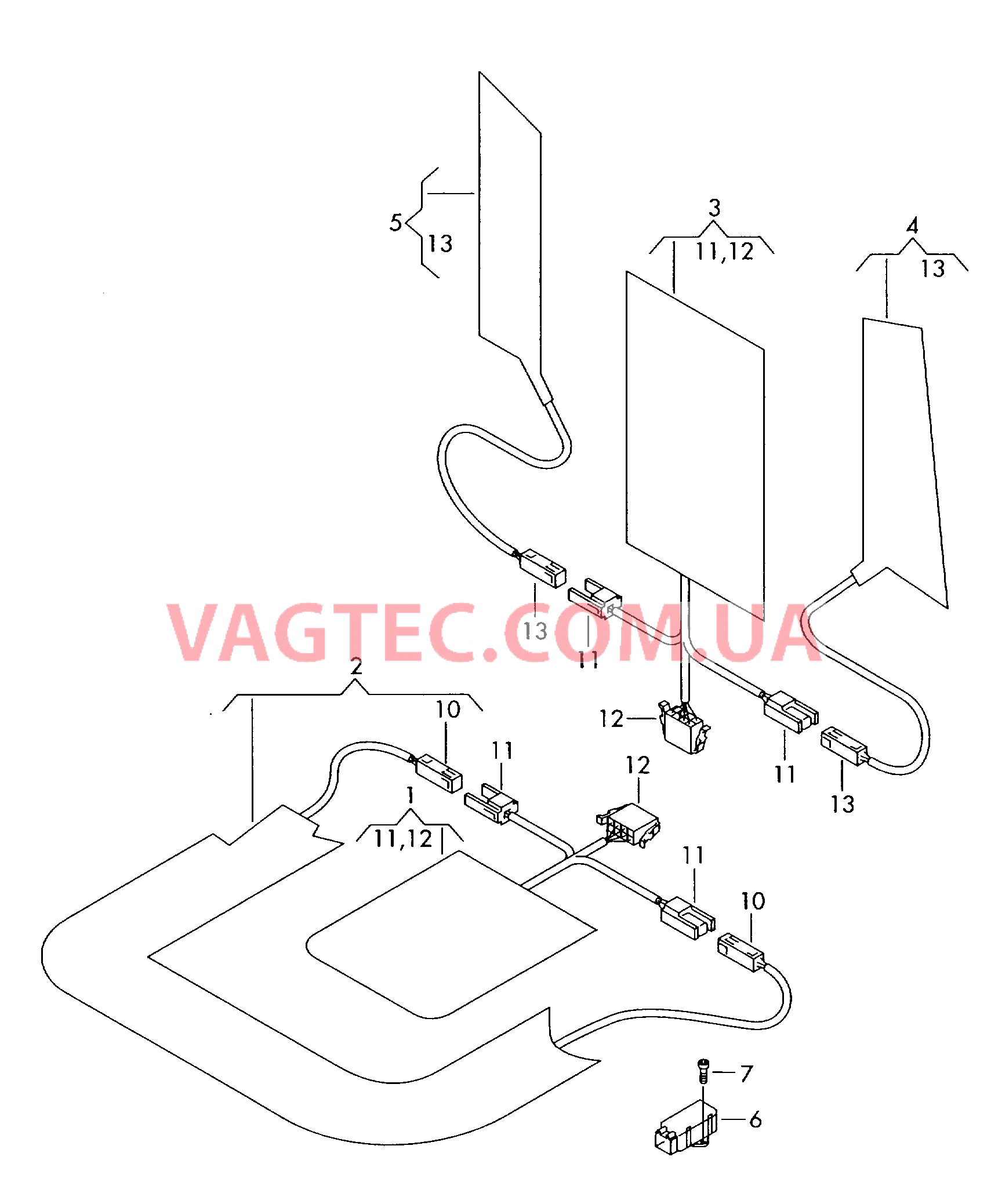 Электродетали для обогрева подушки и спинки сиденья  для VOLKSWAGEN Phaeton 2003