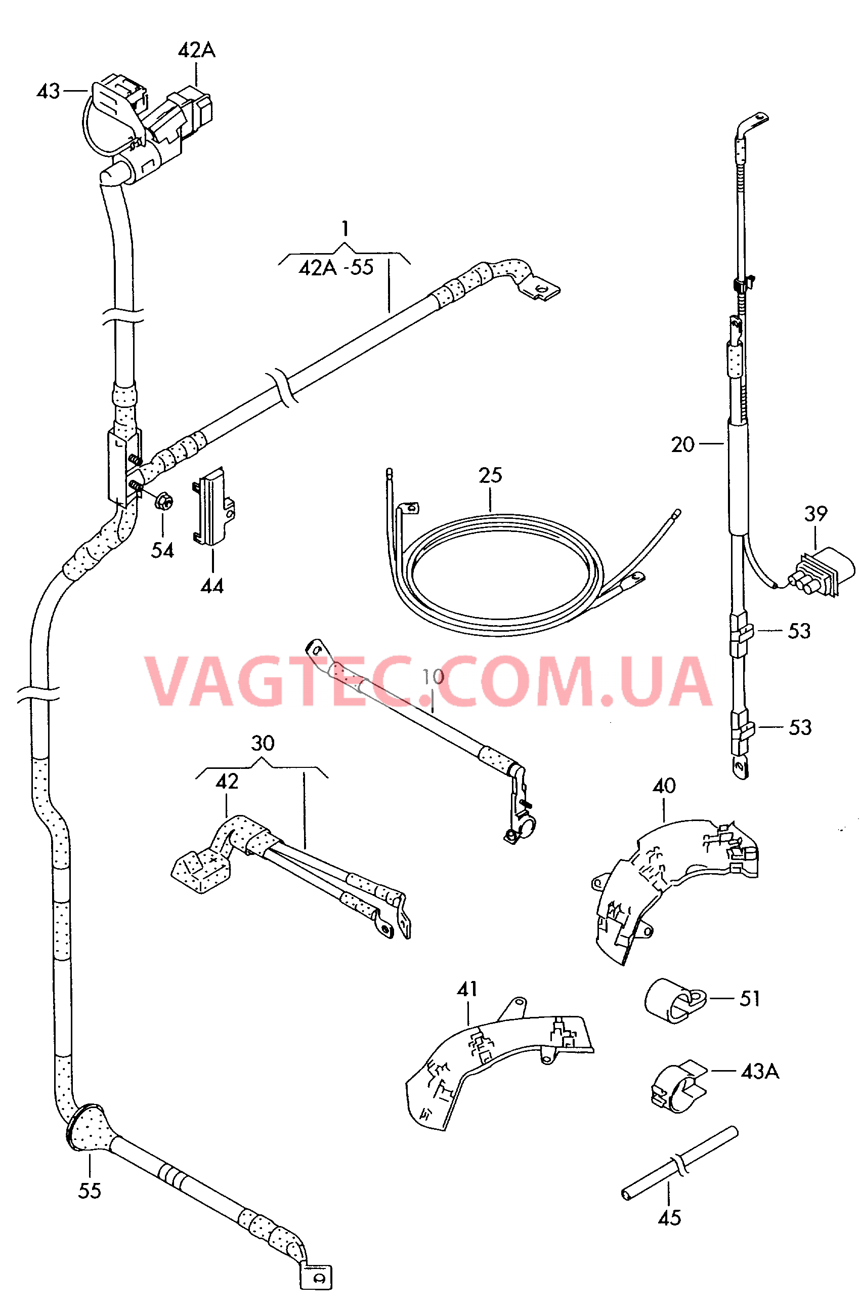 Жгут проводов для АКБ +/- Провод массы  для VOLKSWAGEN Phaeton 2006