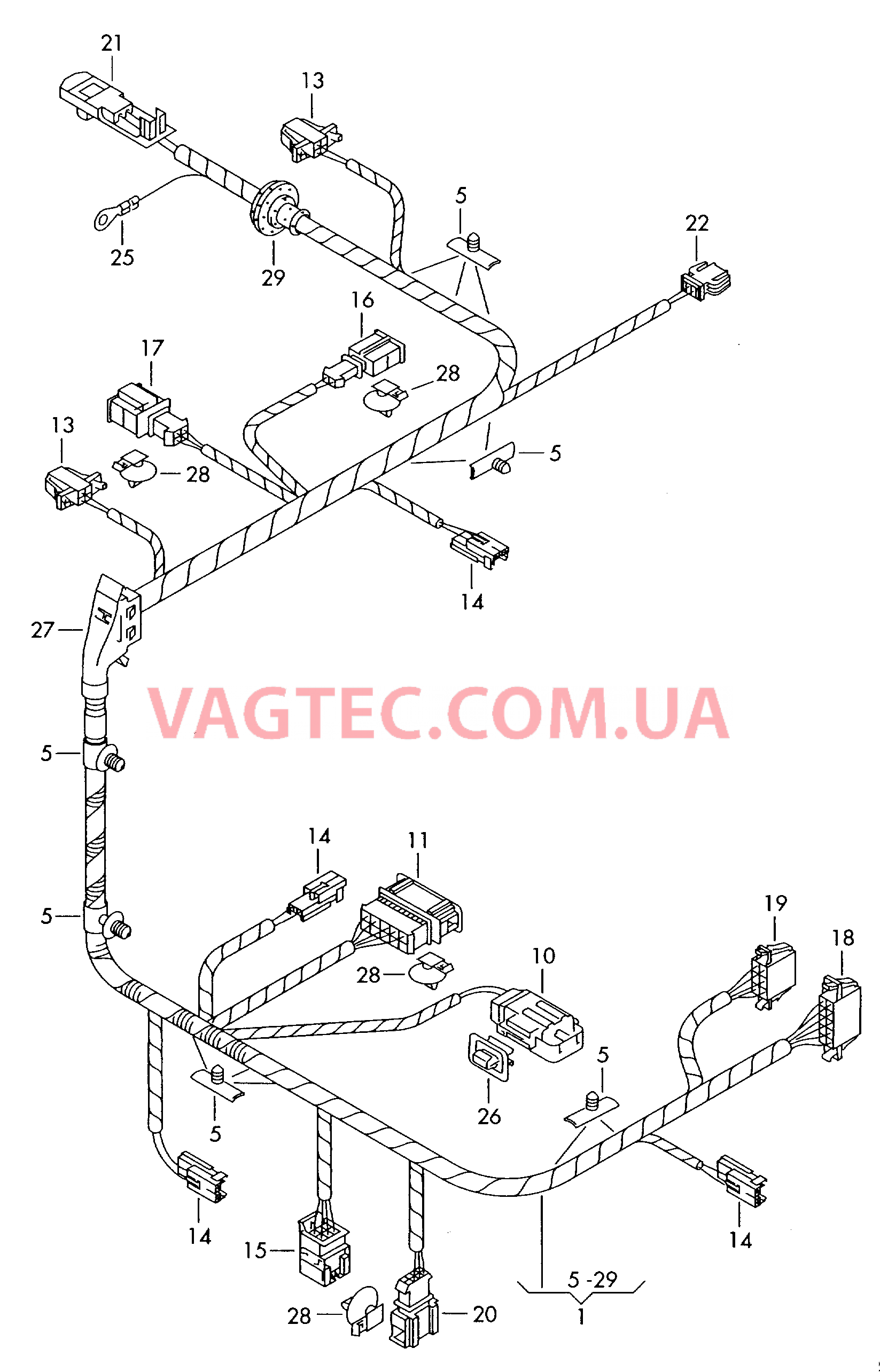 Жгут проводов сиденьяс электрорегулировкой  для а/м с 12-позиционной электрической регулировкой сидений  для VOLKSWAGEN Phaeton 2002