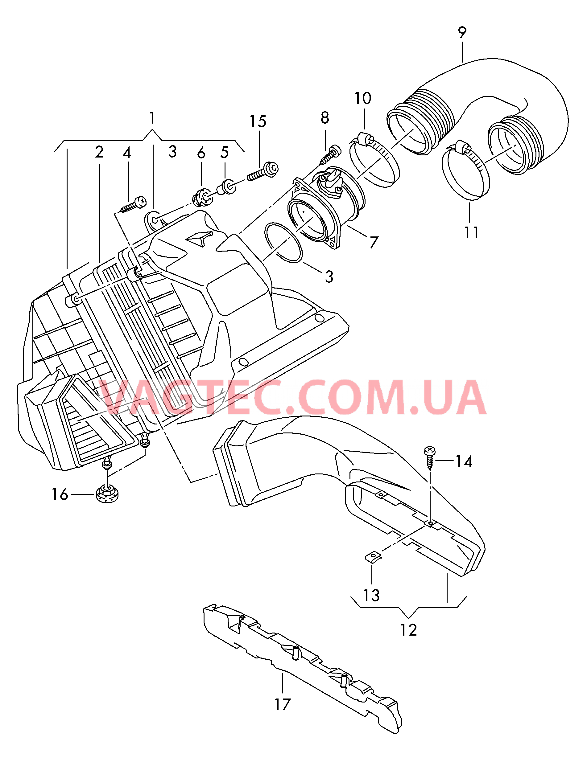 Возд. фильтр с сопутств. деталями   F             >> 3D-3-002 000* для VOLKSWAGEN Phaeton 2005