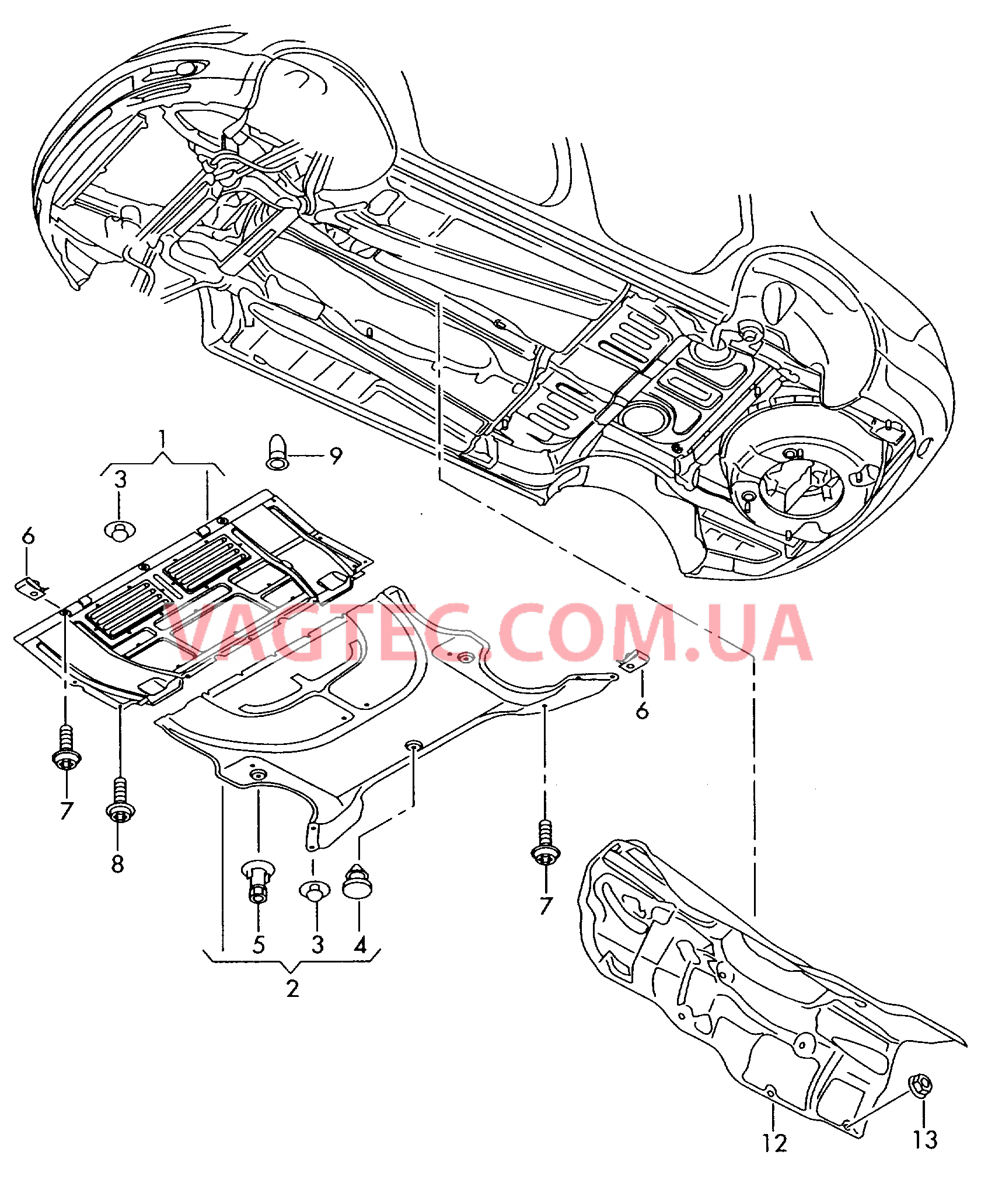 Шумоизоляция Защита двигателя Шумоизоляция туннеля  для VOLKSWAGEN Phaeton 2002