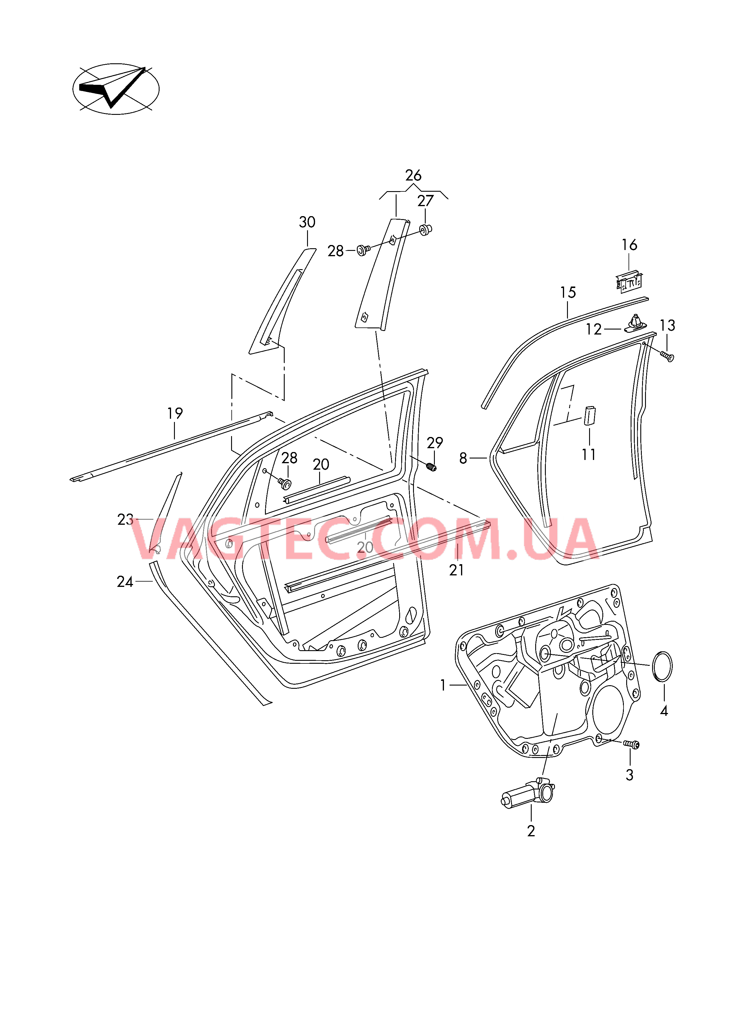 Cтеклоподъемник направляющая стекла Уплотнитель двери Накладка декор. для двери Накладка для двери  для VOLKSWAGEN Phaeton 2003
