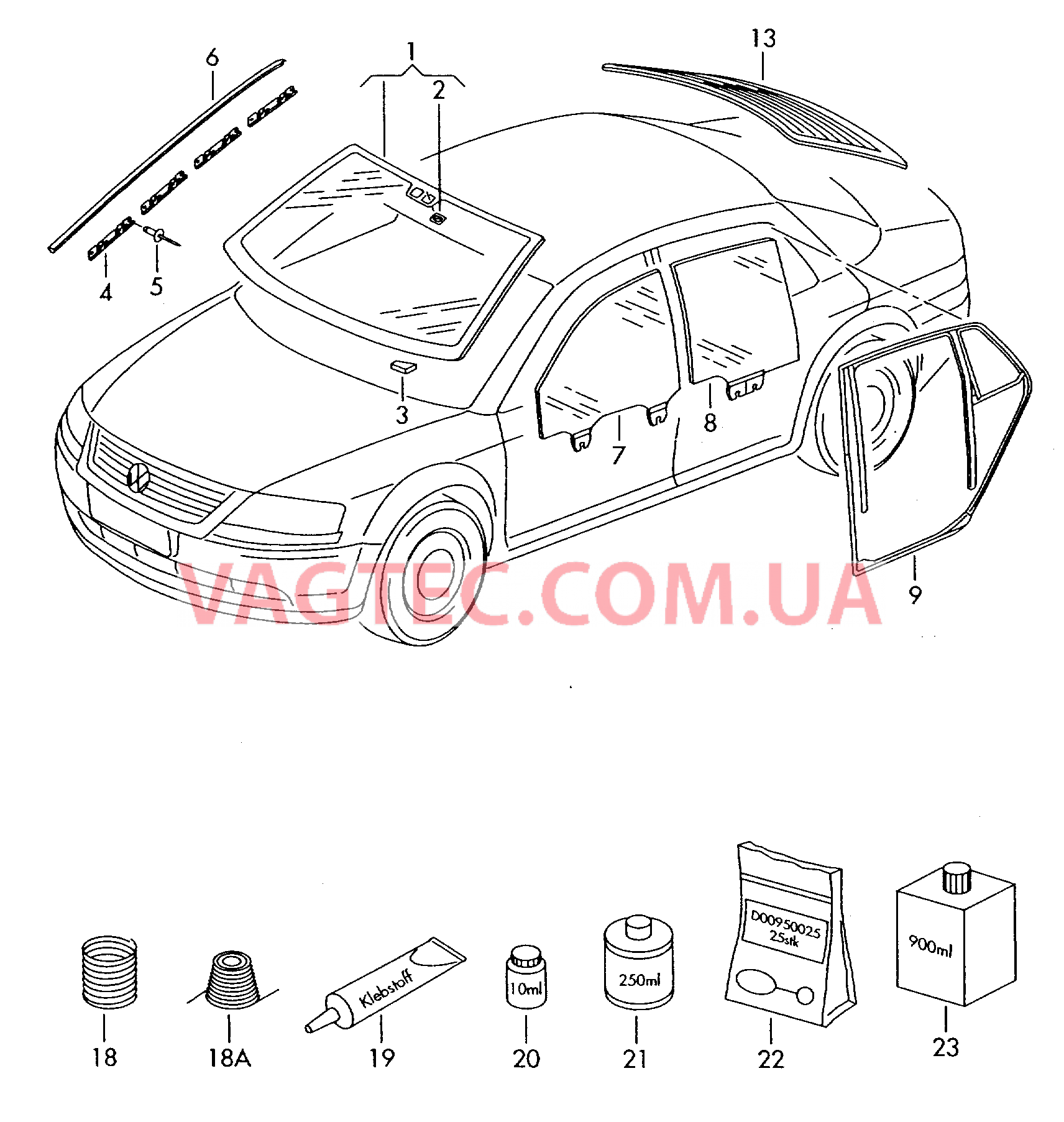Ветровое стекло Стекло двери Cтекло боковое Заднее стекло Клеящий и уплотняющий материал  для VOLKSWAGEN Phaeton 2003