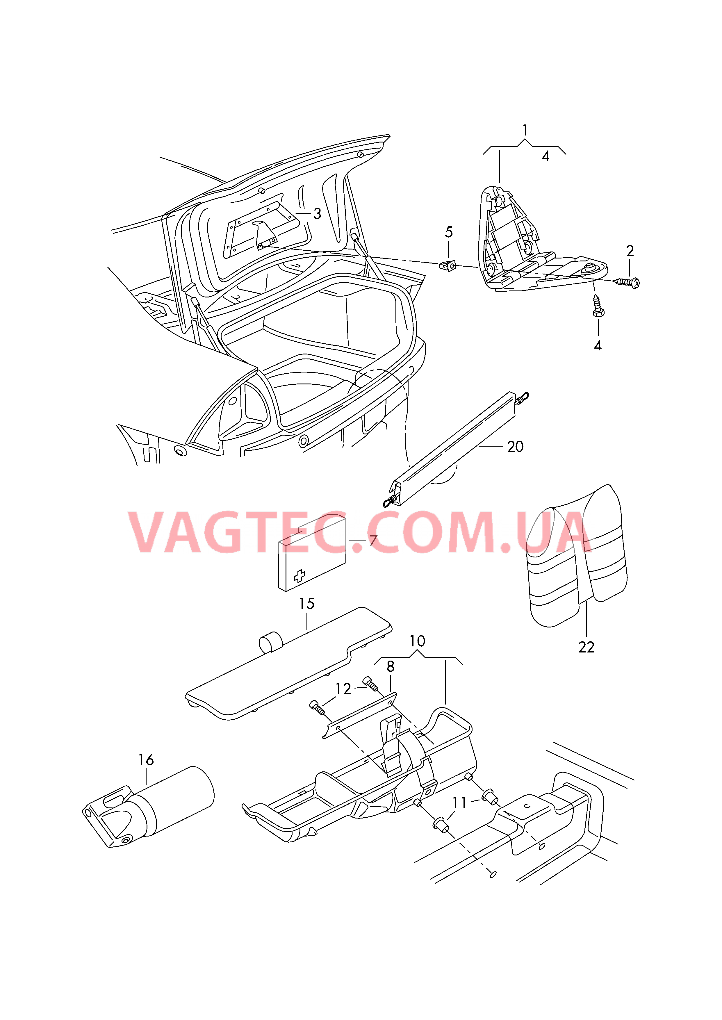 Кронштейн знака авар. останов. Аптечка в сумке Огнетушители Защитная материя  для VOLKSWAGEN Phaeton 2009-1