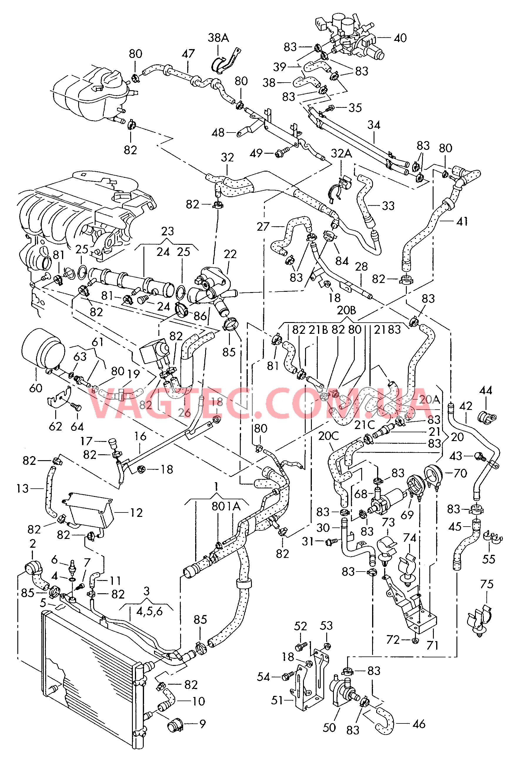Жидкостное охлаждение  для VOLKSWAGEN Phaeton 2003