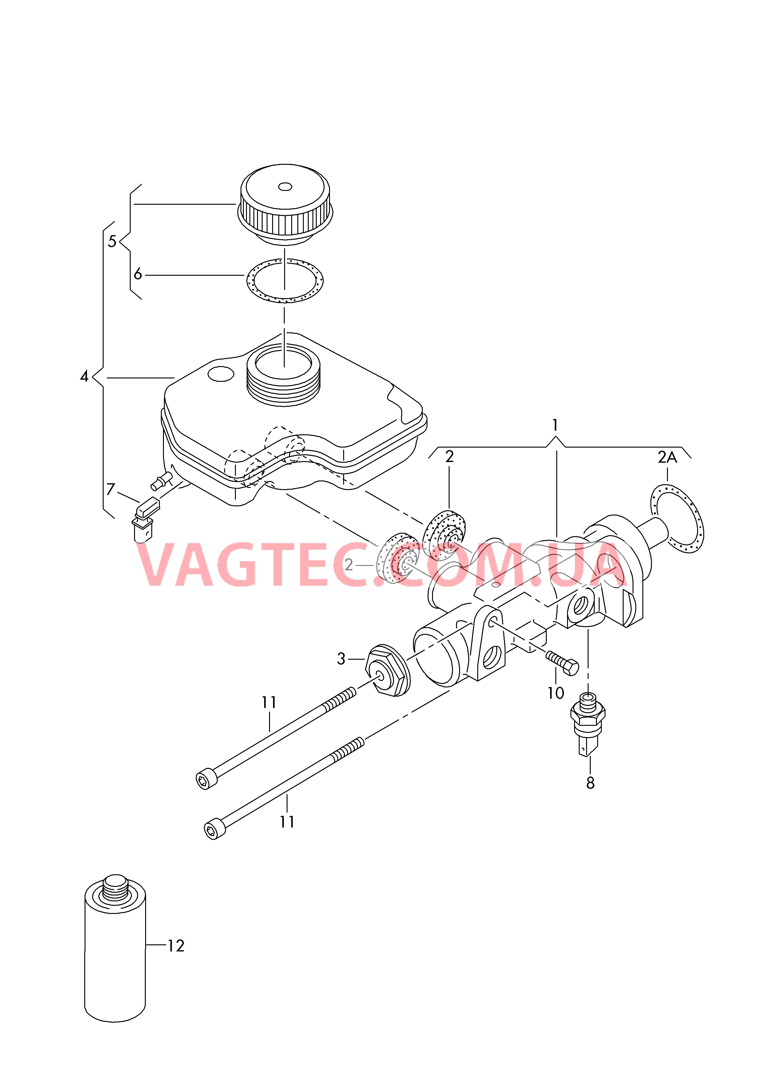Глав. торм. цилиндр, двухпол. Бачок, компенсационный  для VOLKSWAGEN Phaeton 2002