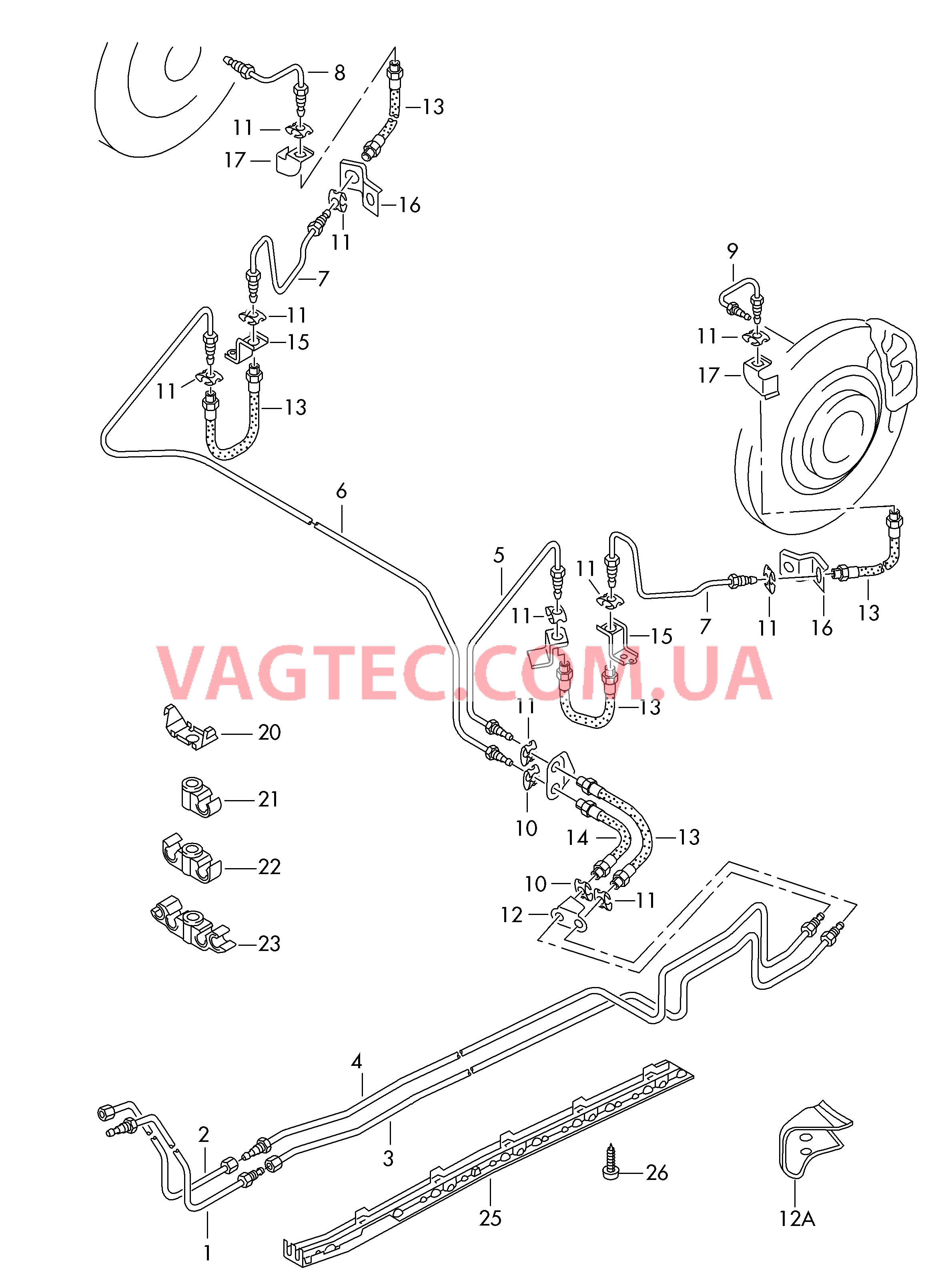 Тормозная трубка  F 3D-3-005 501>>* для VOLKSWAGEN Phaeton 2006