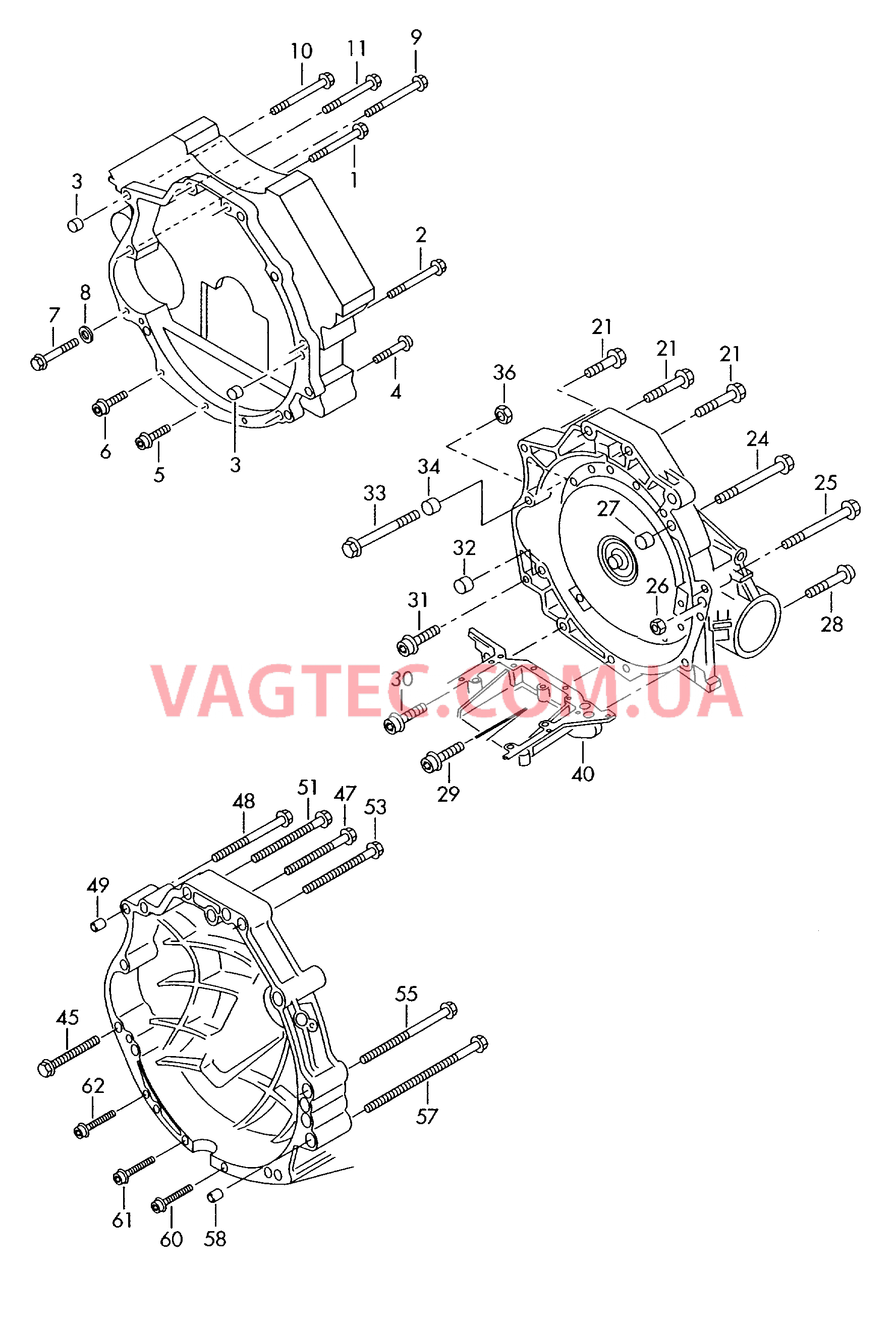 Детали крепления для двигателя и КП  6-ступ. АКП с межосевым дифференциалом  для VOLKSWAGEN Phaeton 2006