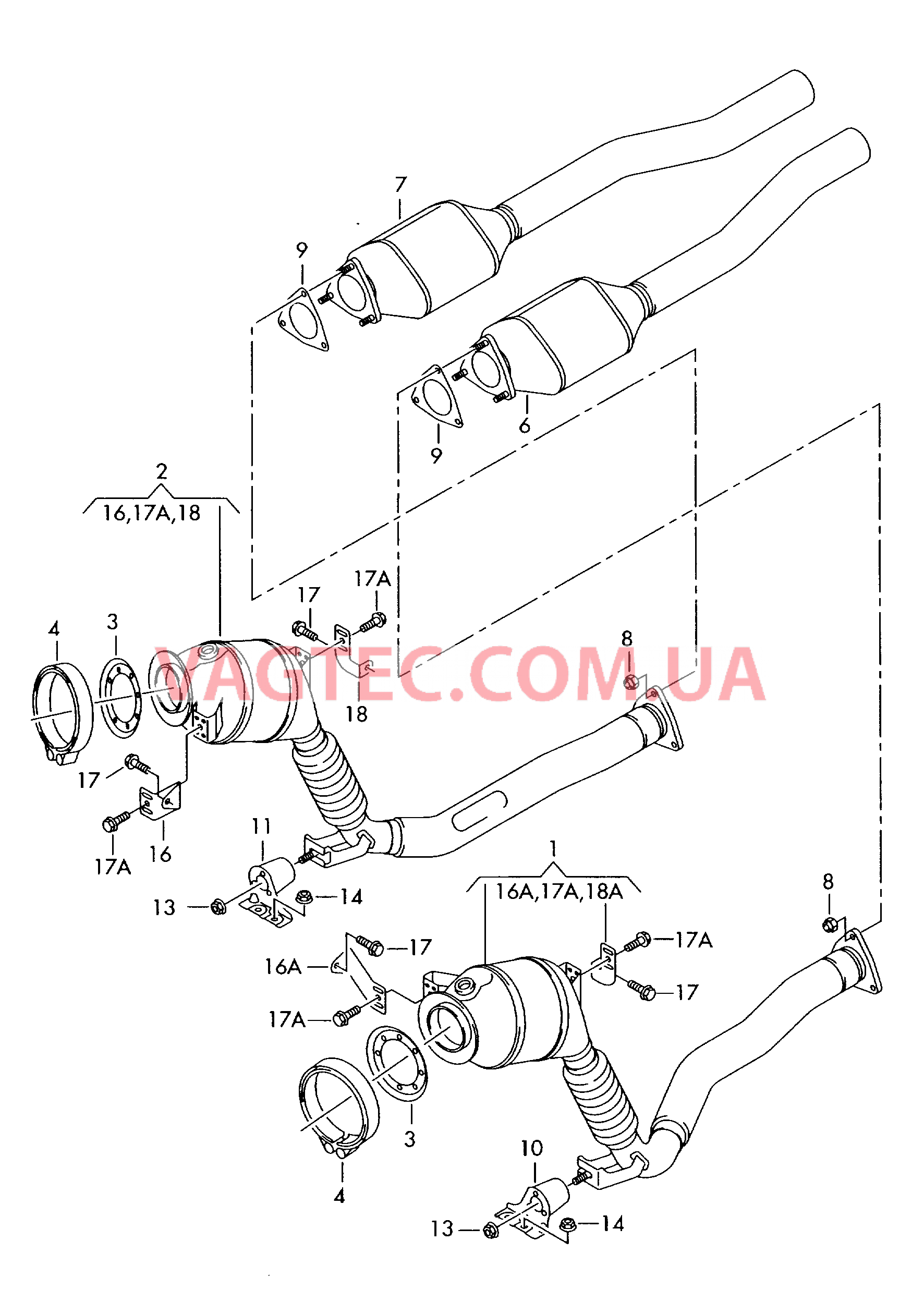 Труба выпуска ОГ с нейтрализат  для VOLKSWAGEN Phaeton 2003