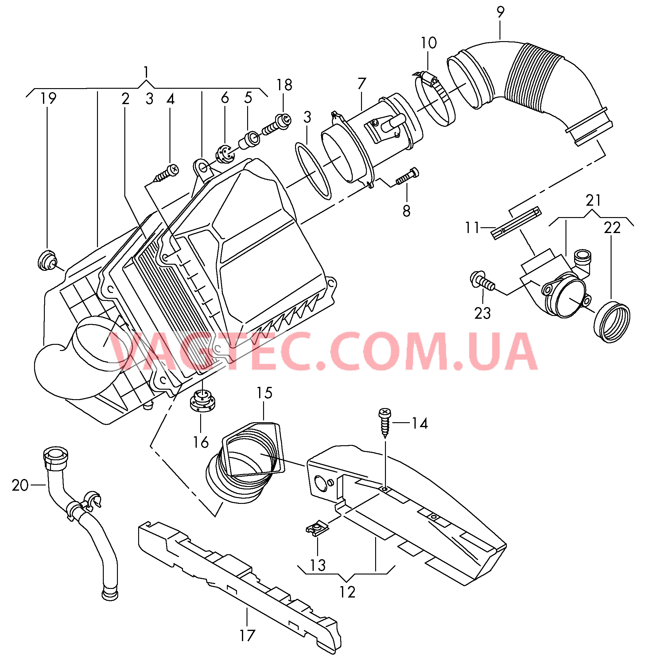 Возд. фильтр с сопутств. деталями  для VOLKSWAGEN Phaeton 2008